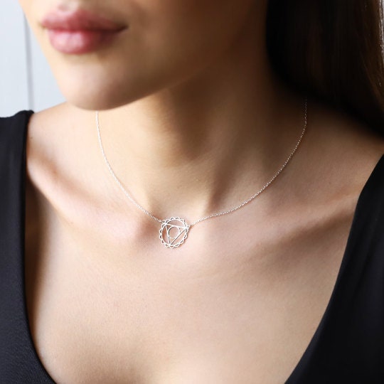 Throat Chakra Necklace, Vishuddha Pendant, Handmade Chakra • Hindu Necklace • Yoga Chakra Jewelry• Seven Chakra • Symbol Necklace