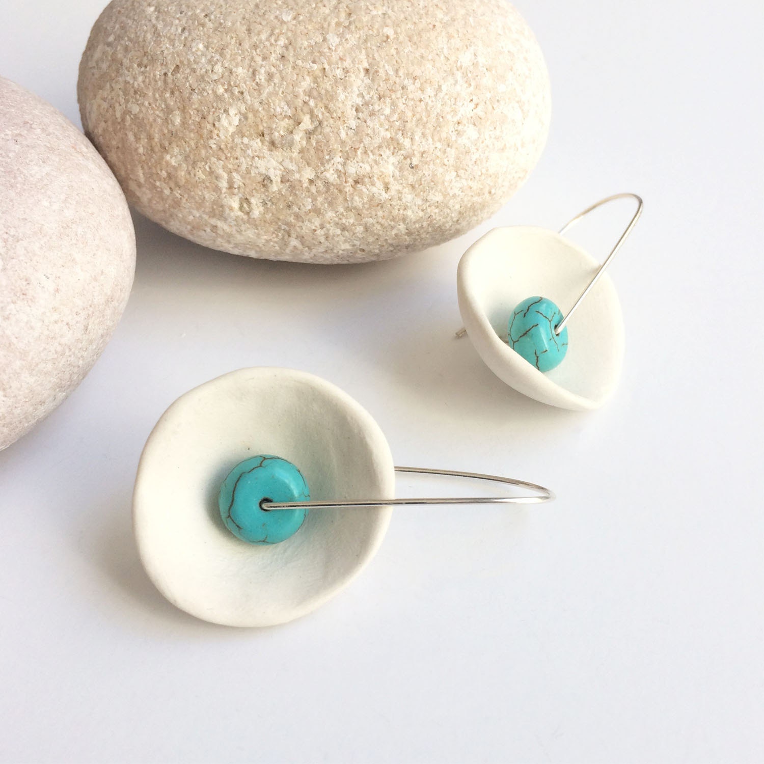 Porcelain and turquoise earrings