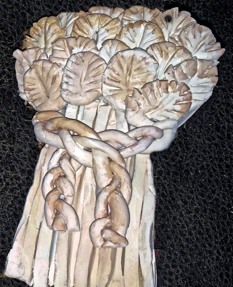 Clay wheat highlighted with burnt sienna and gold to look like baked bread