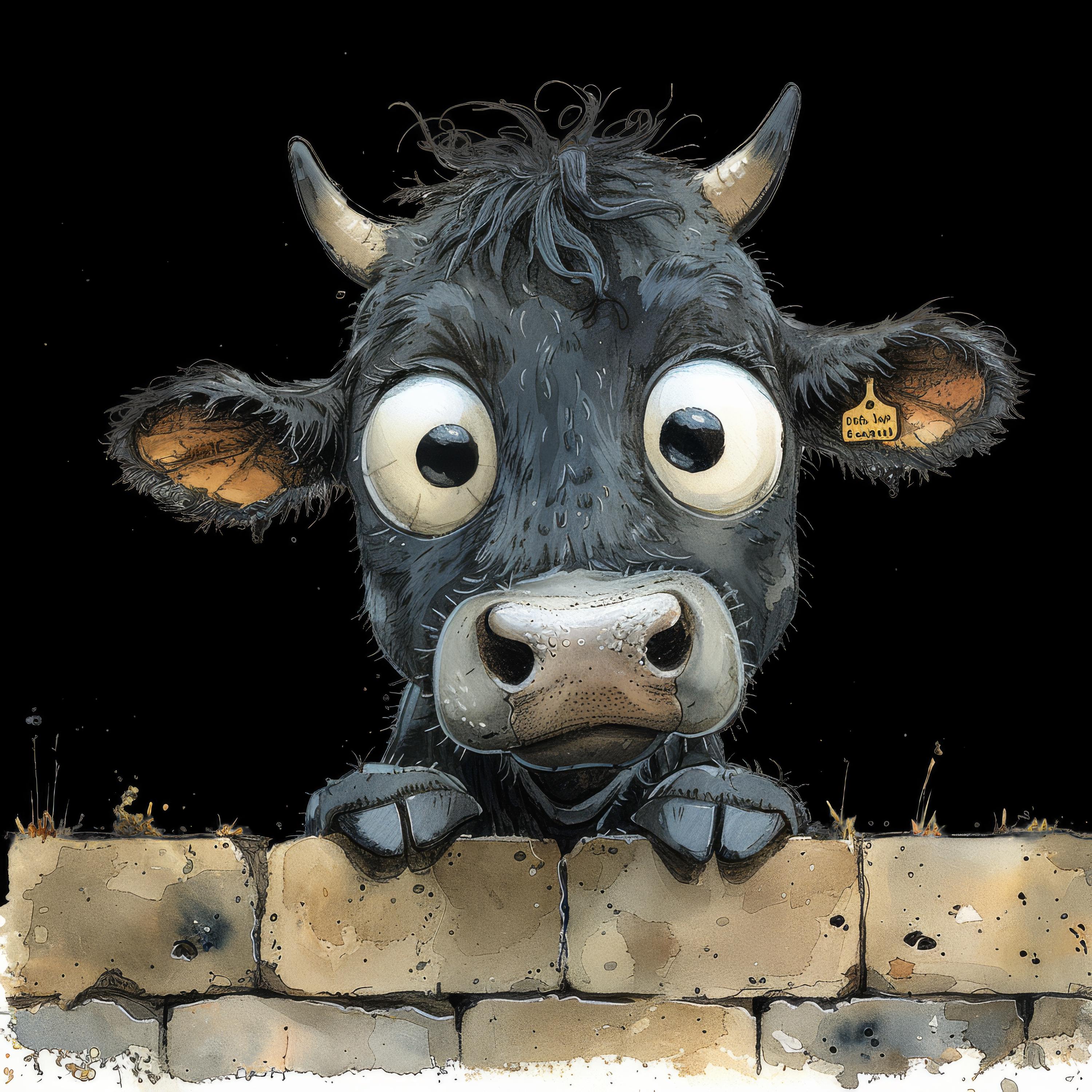 cute peeking cow