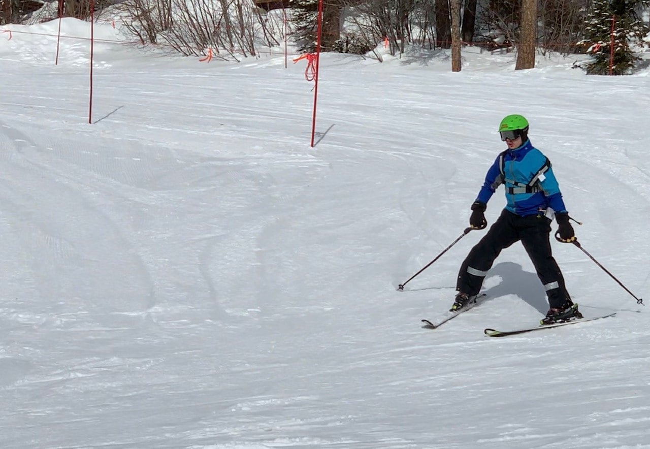 Curt practicing on the Special Olympic slalom course