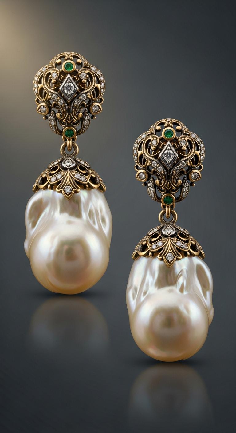 vintage style baroque pearl drop earrings