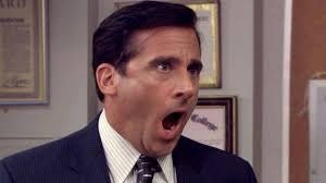 Michael Scott in the Office doing the no face