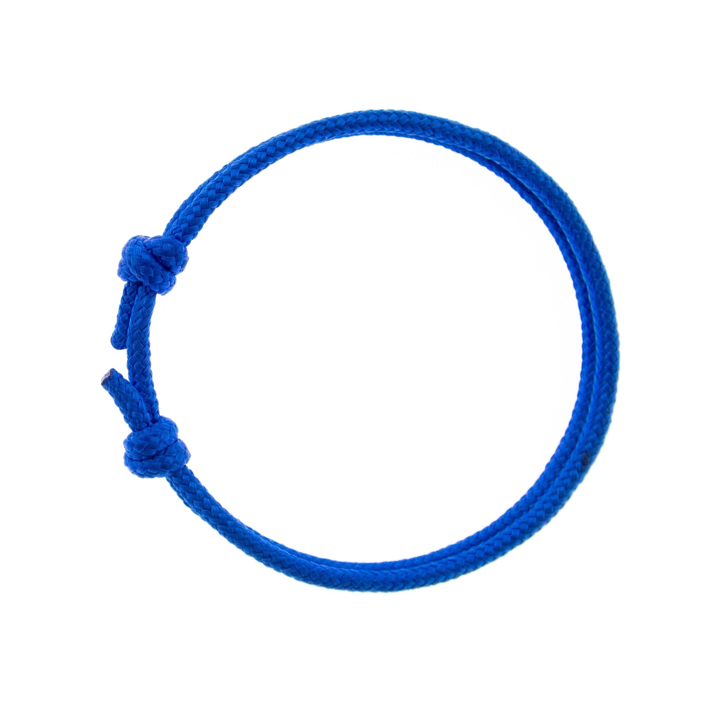 Unisex blue cord bracelet styled as a modern friendship and couple jewelry accessory