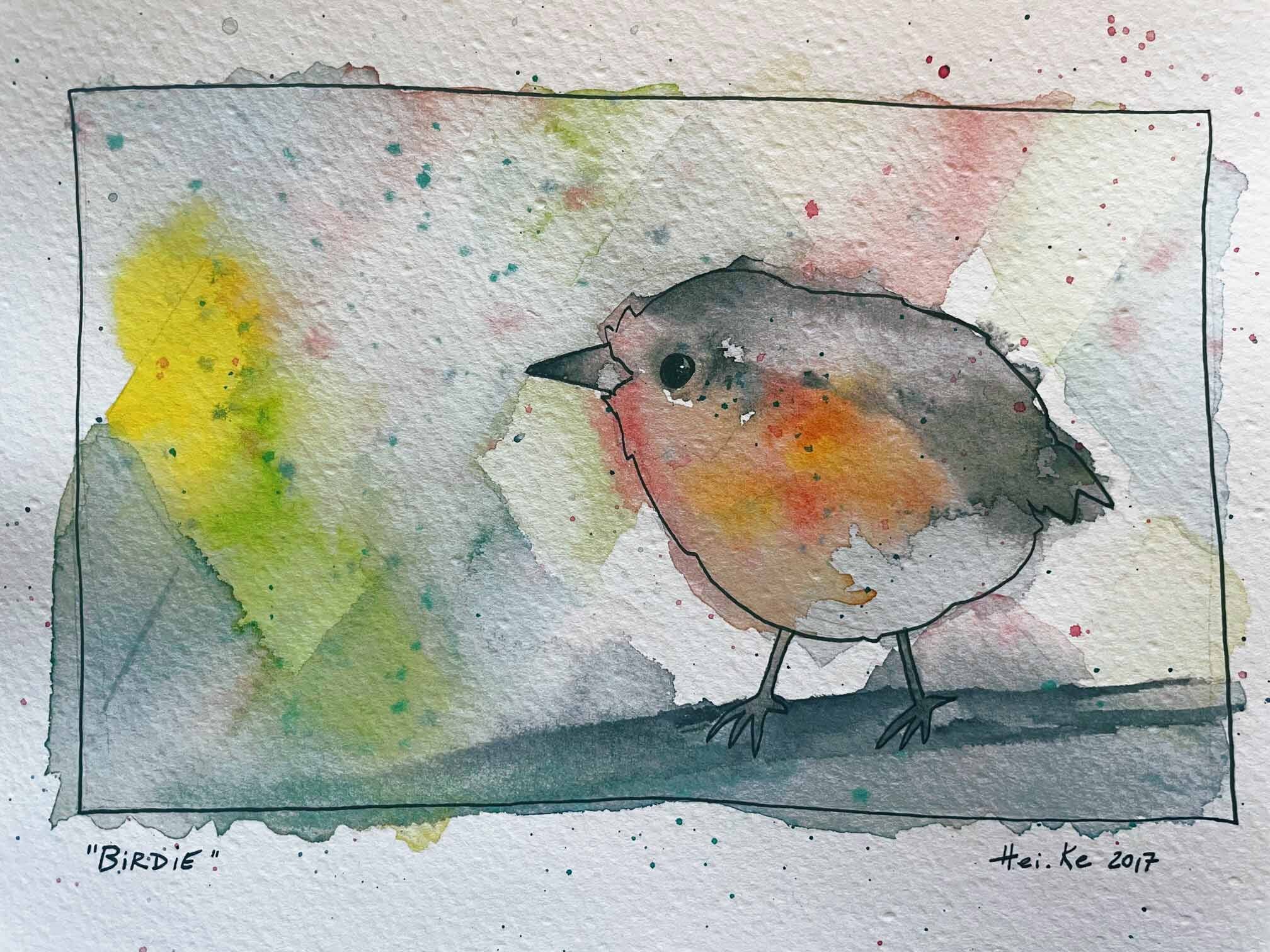 Kleines Aquarell Birdie Hei.Ke 2017