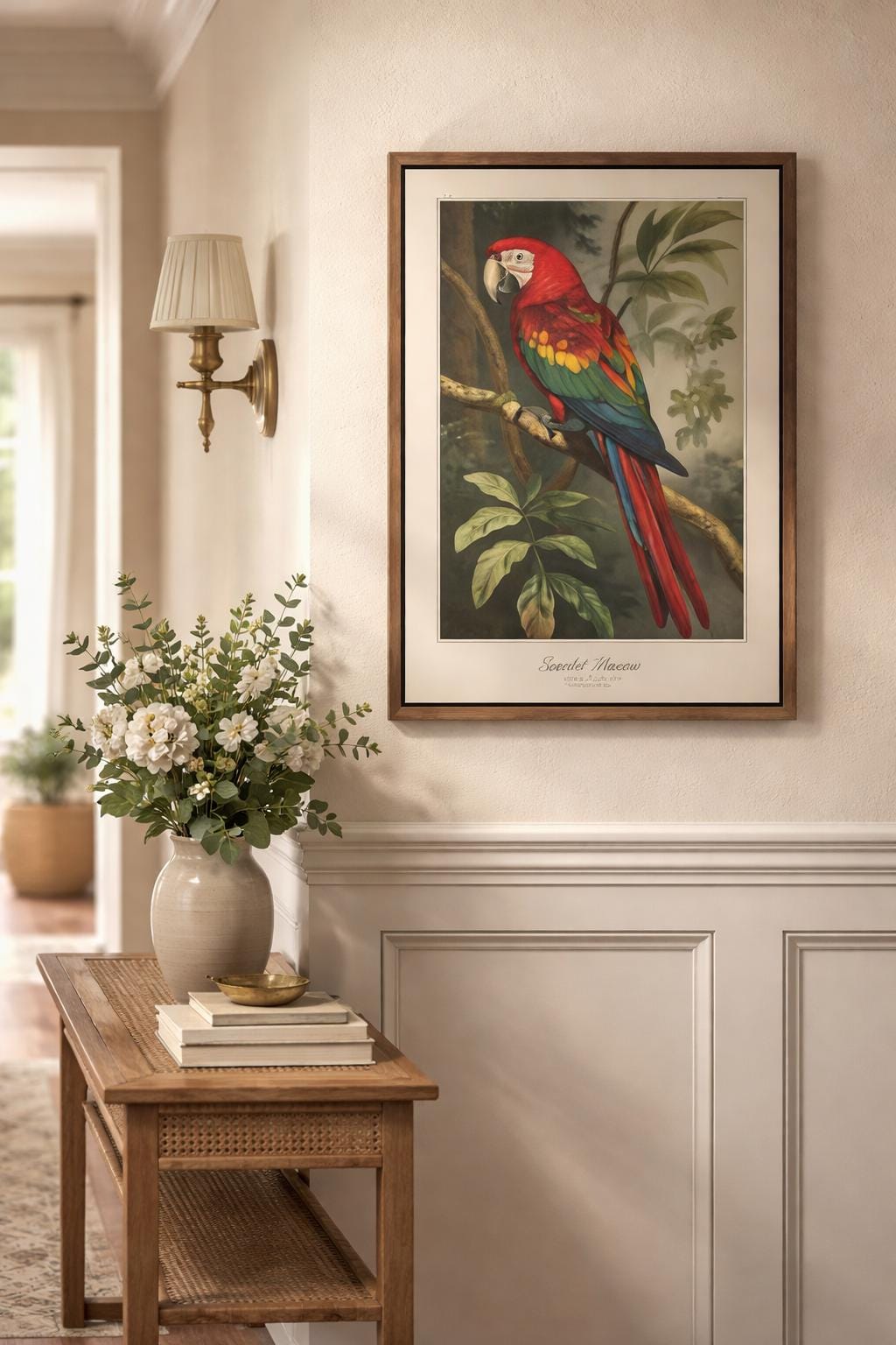 Parrot Vintage Print in a Hallway