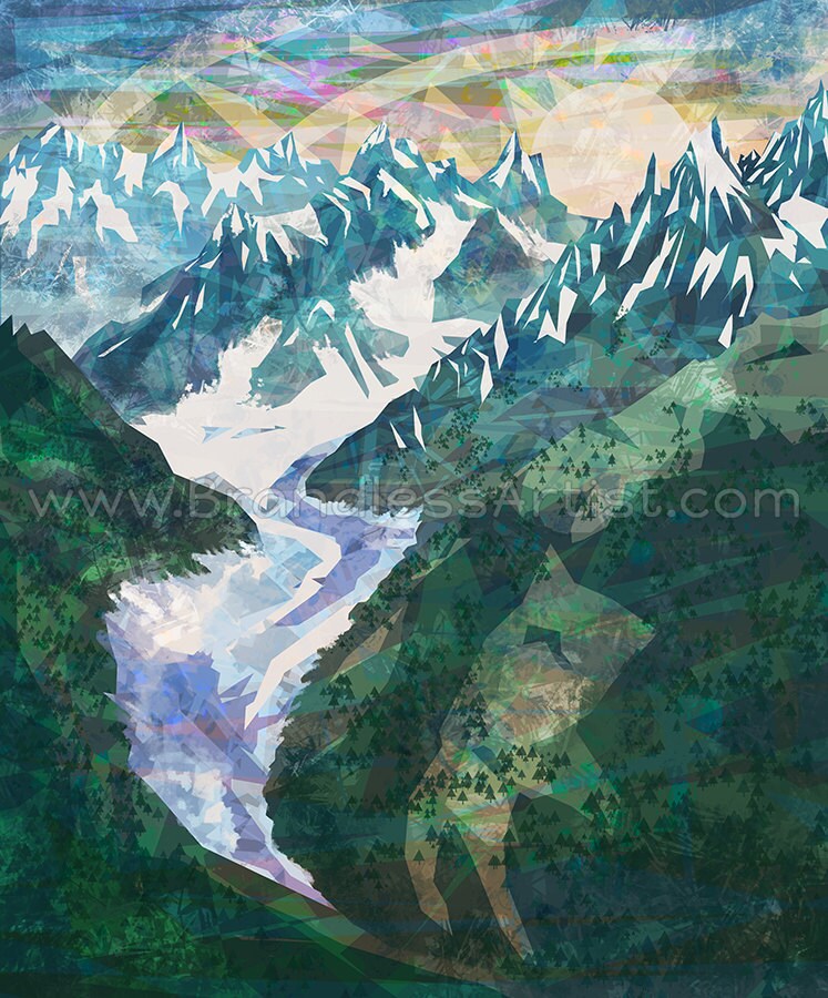 Abstract Snowy Mountain View