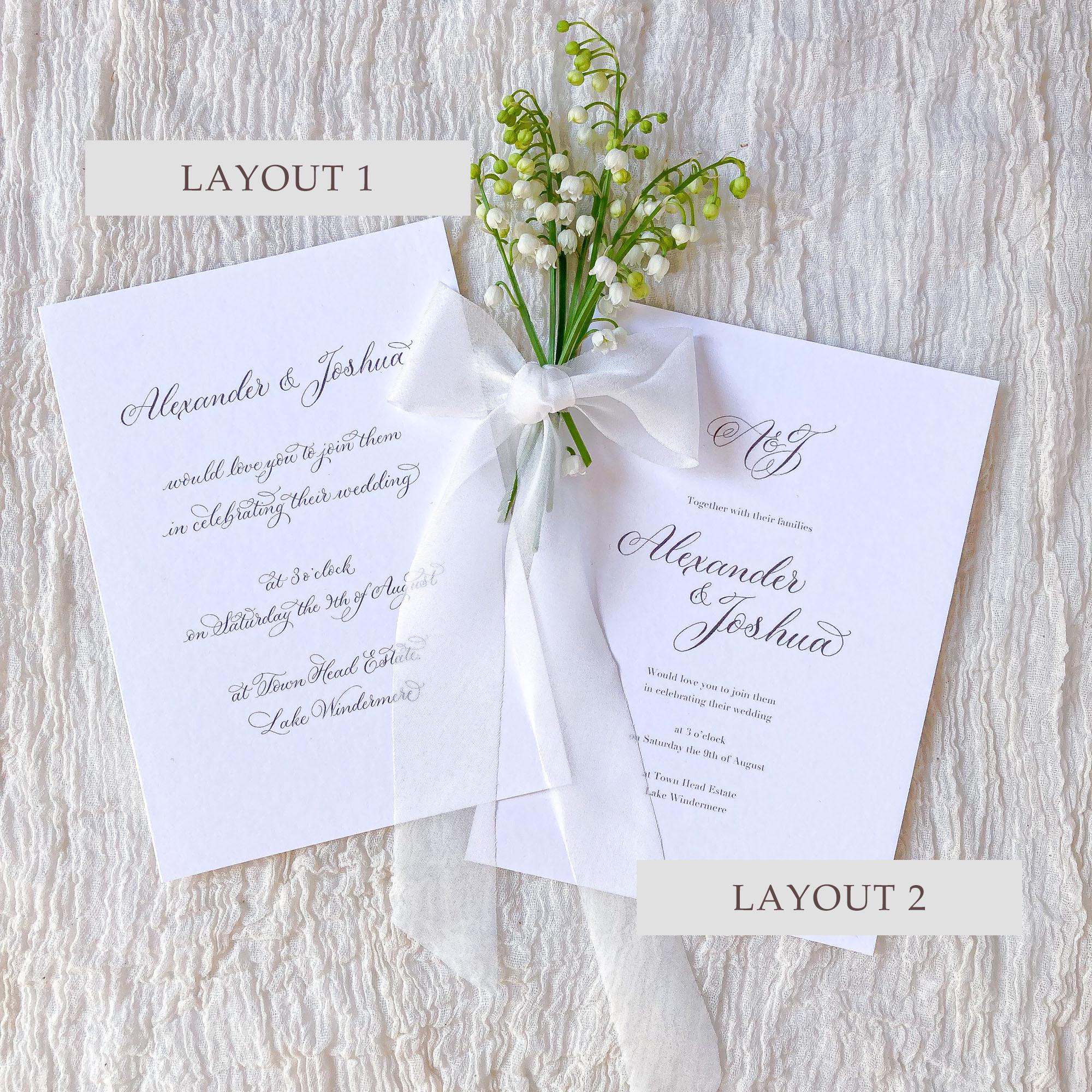digital calligraphy invitations layout options