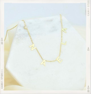 Handmade Initial Name Necklace with Pearl by NecklaceDreamWorld