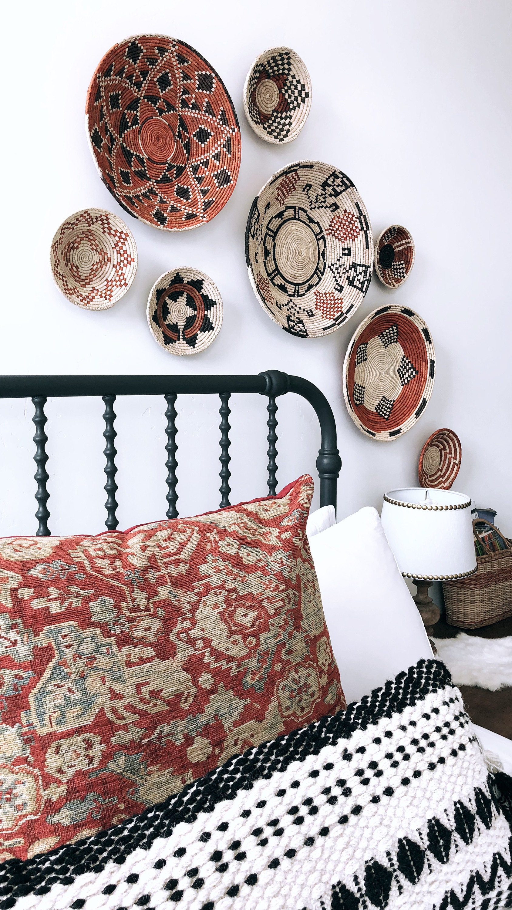 how to hang woven baskets