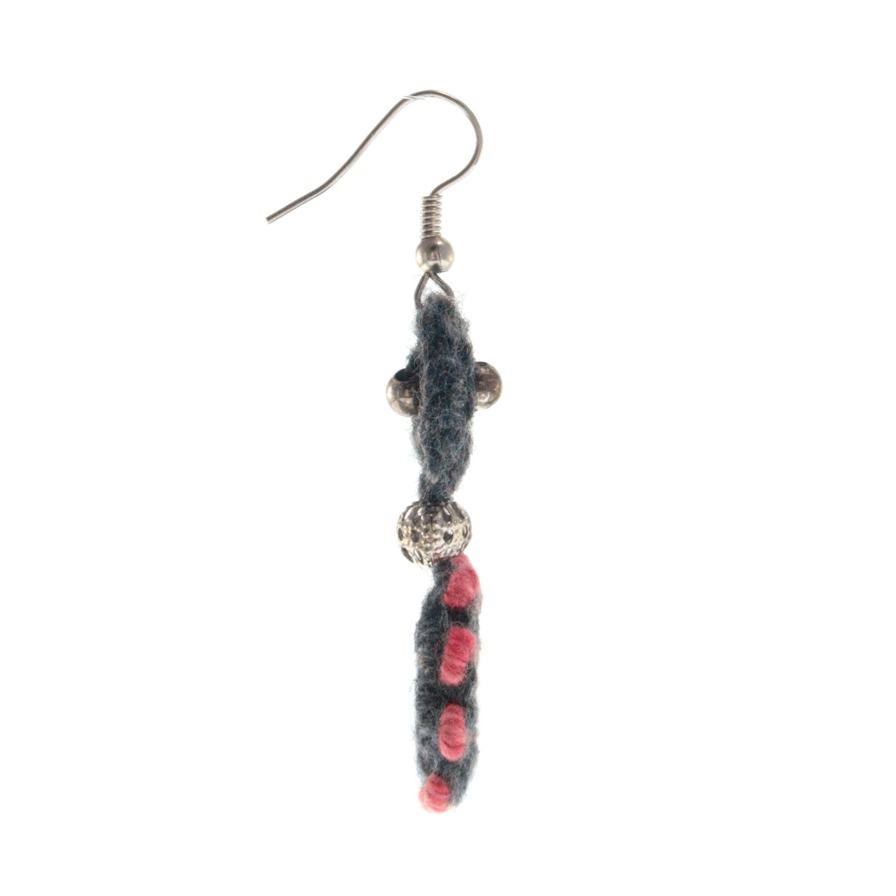 handmade earrings jewelry of yarn in cute dangling circles