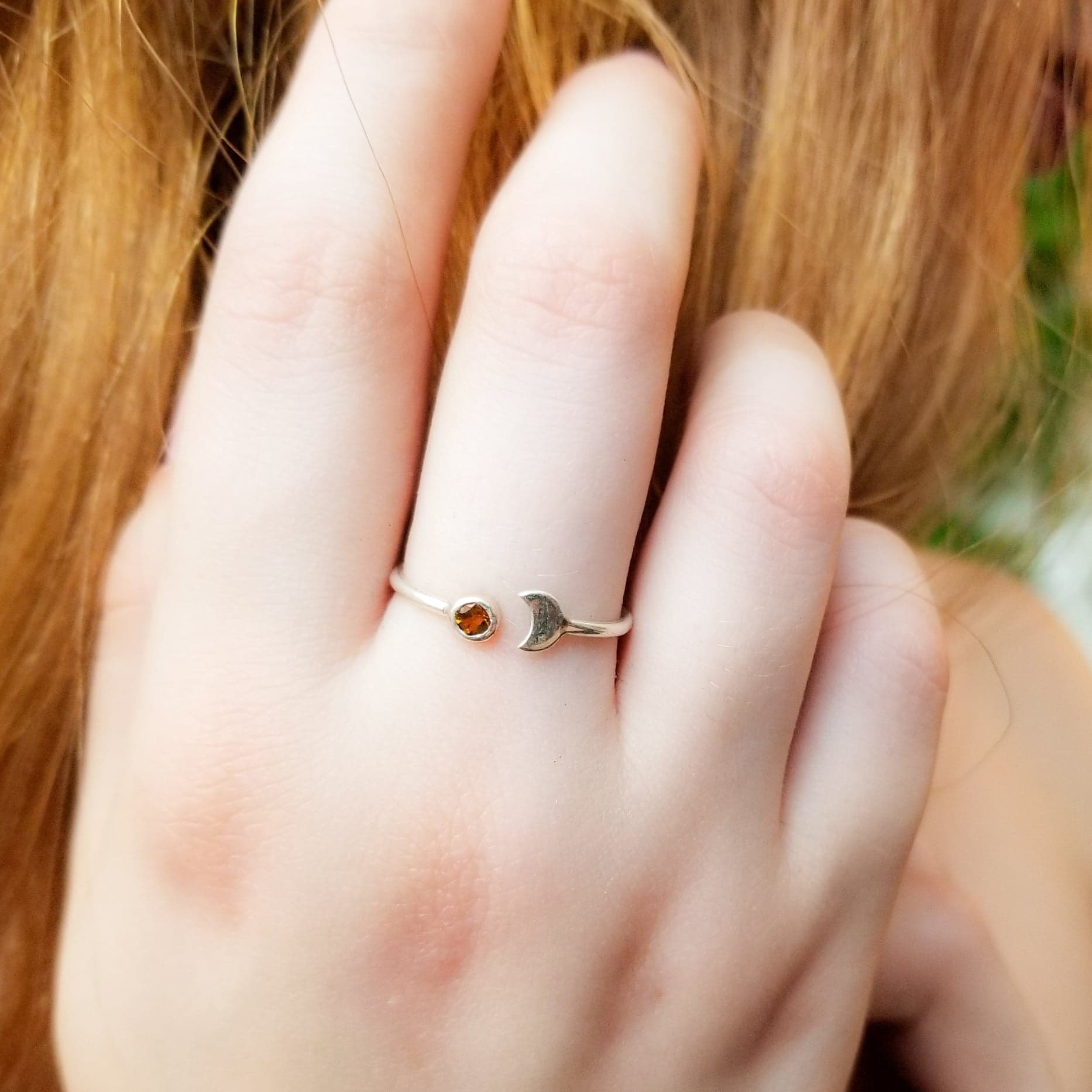 Yellow Sapphire Moon Ring