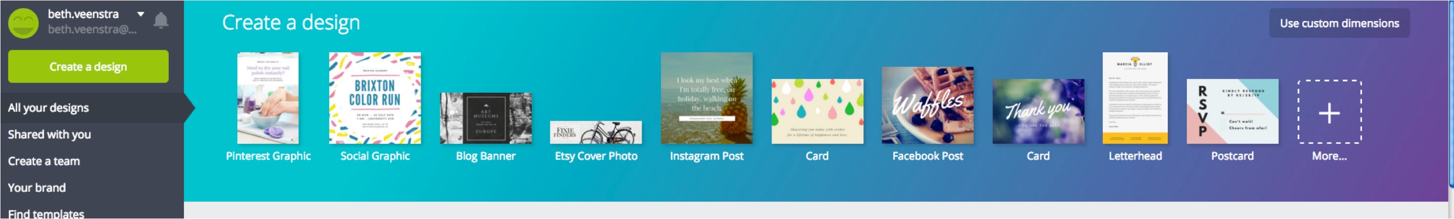Create a design menu from Canva
