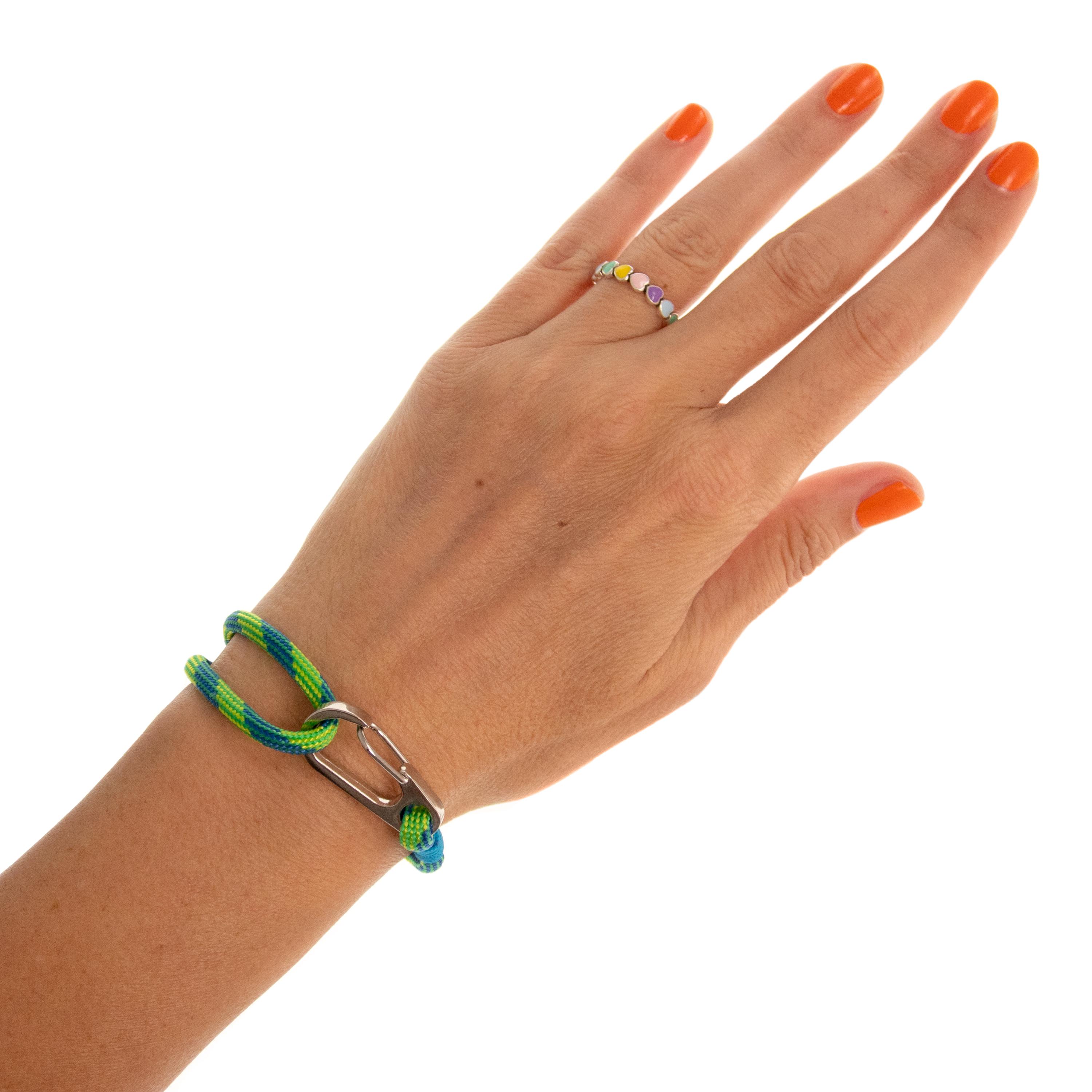 minimalist rope bracelet with metal carabiner clasp, unisex jewelry by Nadamlada