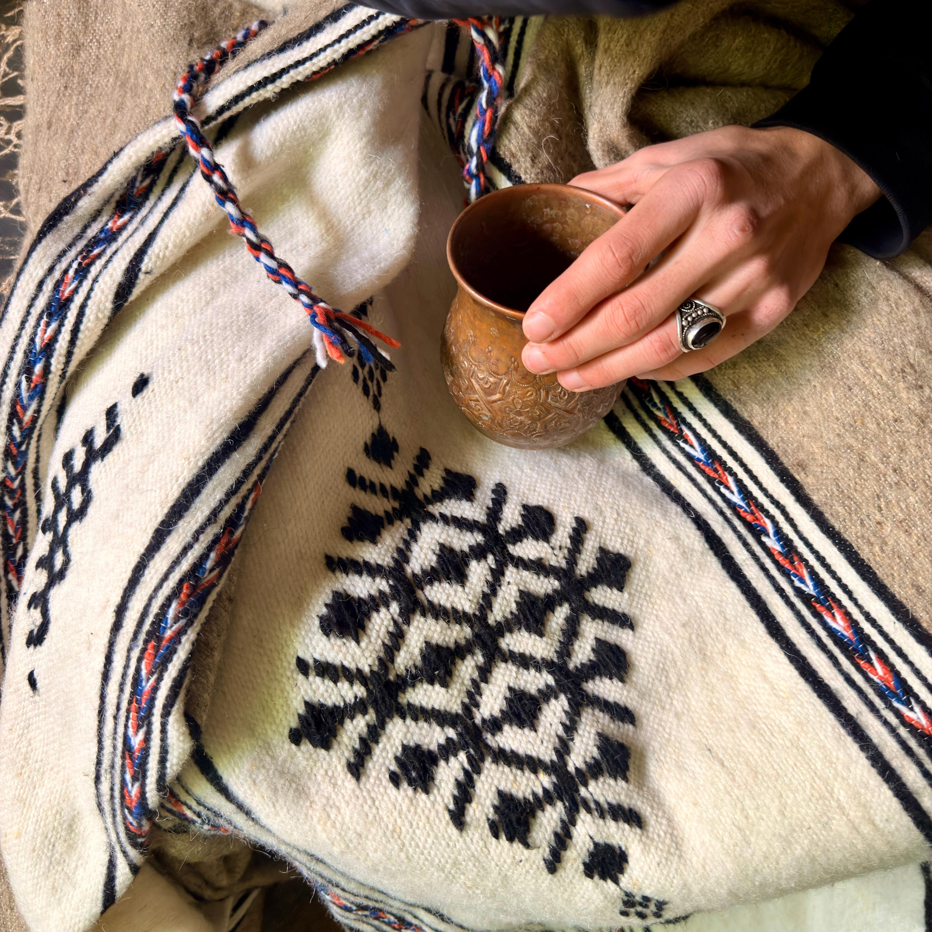 Figure 14. The woodland bench. A wool blanket belongs outdoors as much as it belongs indoors.