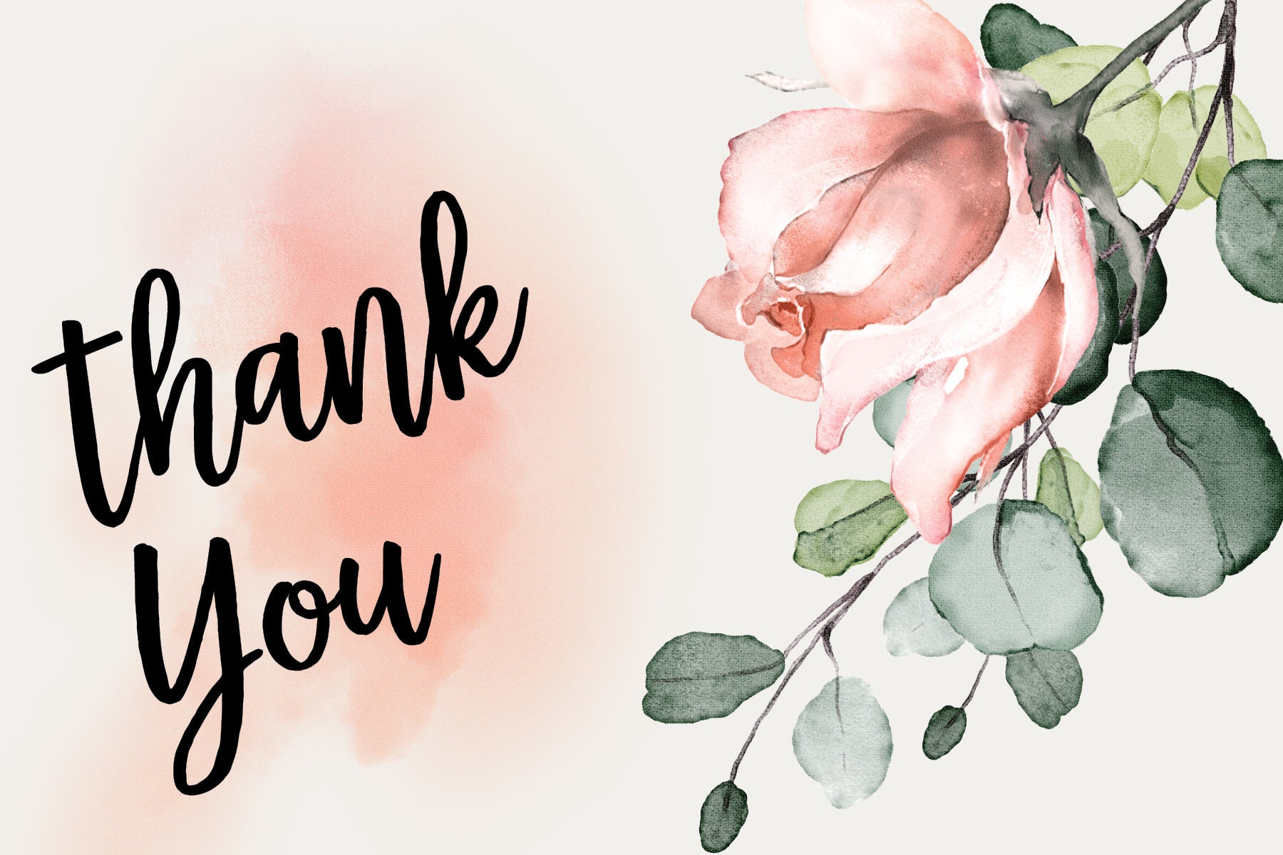 Blush Rose Thank You Card