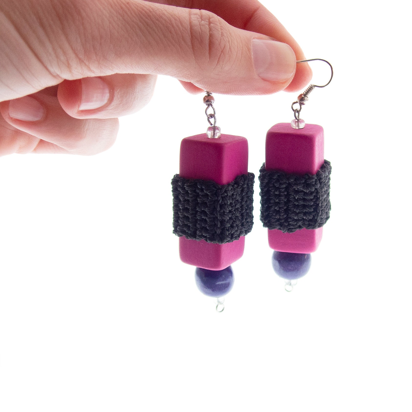 handmade big earrings for women, square