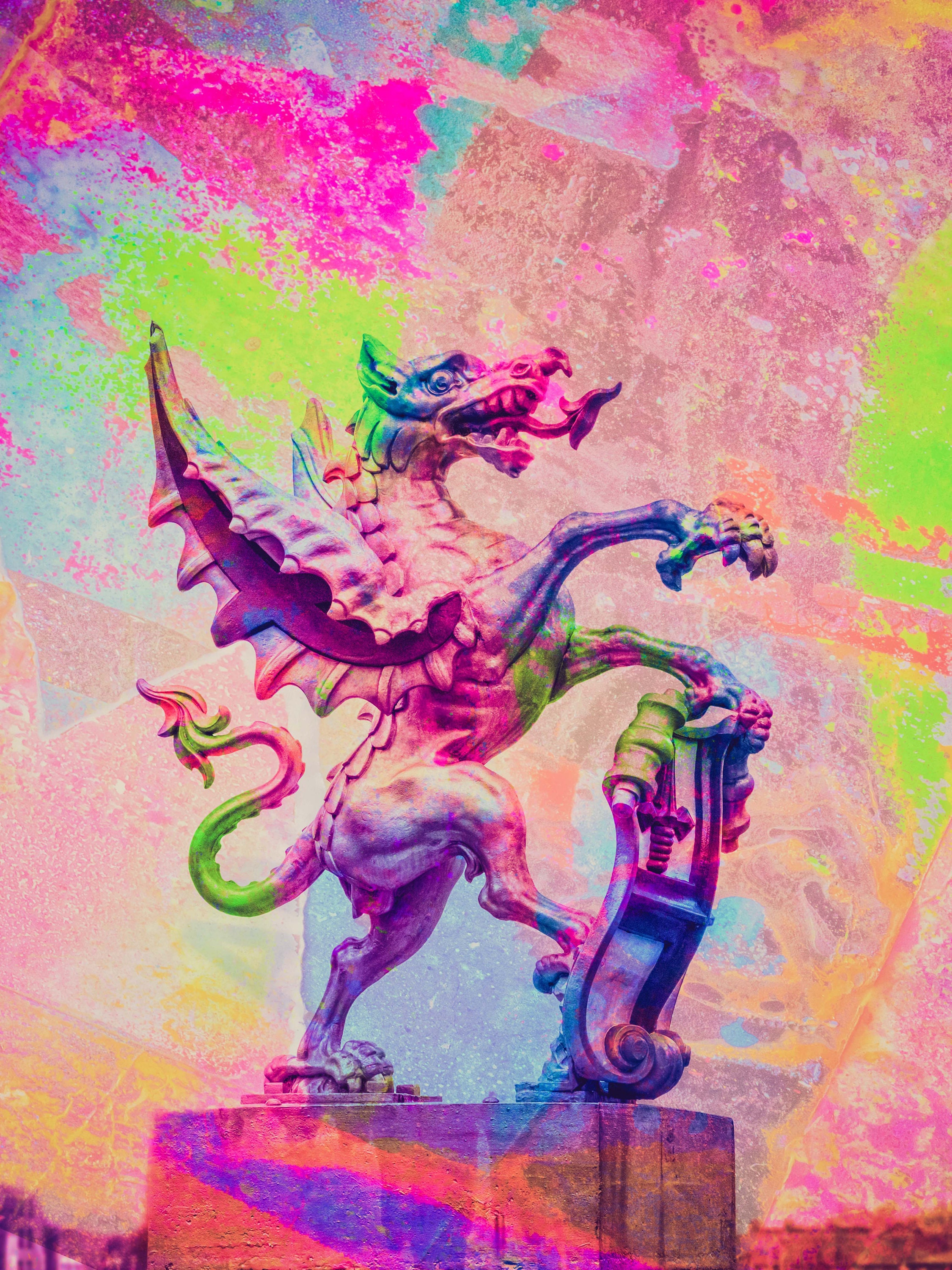 London contemporary fine art print of City of Westminster dragon on Embankment