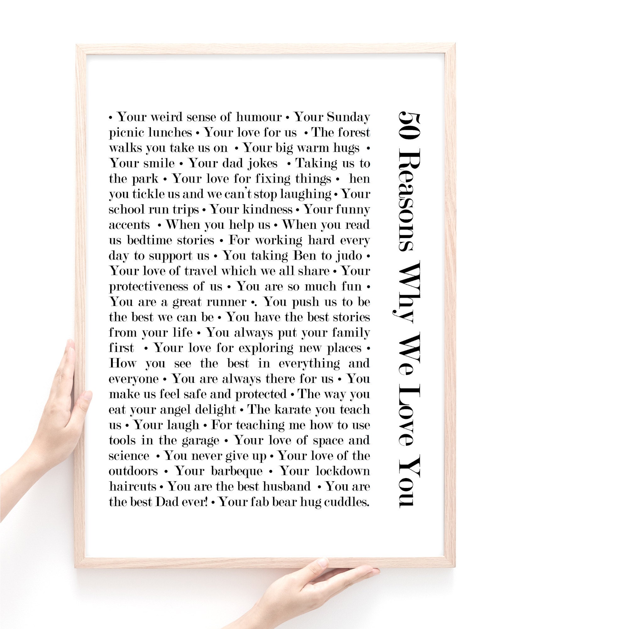 50 reasons we love you custom print