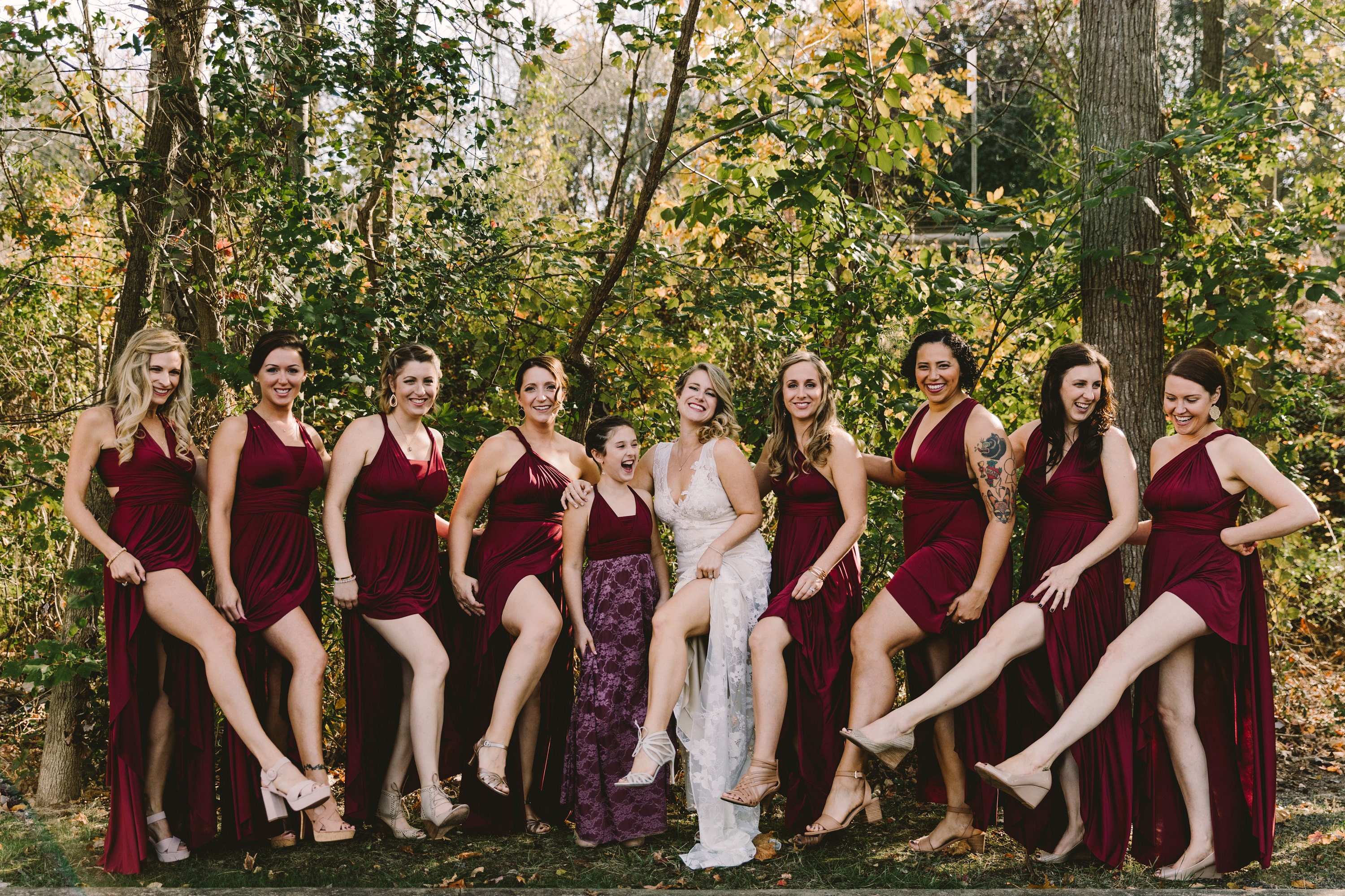 Rustic In Rouge A Southern Wedding W Entire Bridal Party In
