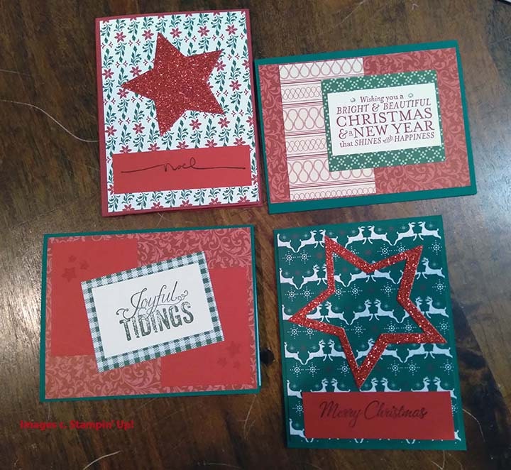 Sample of 4 handmade Christmas cards