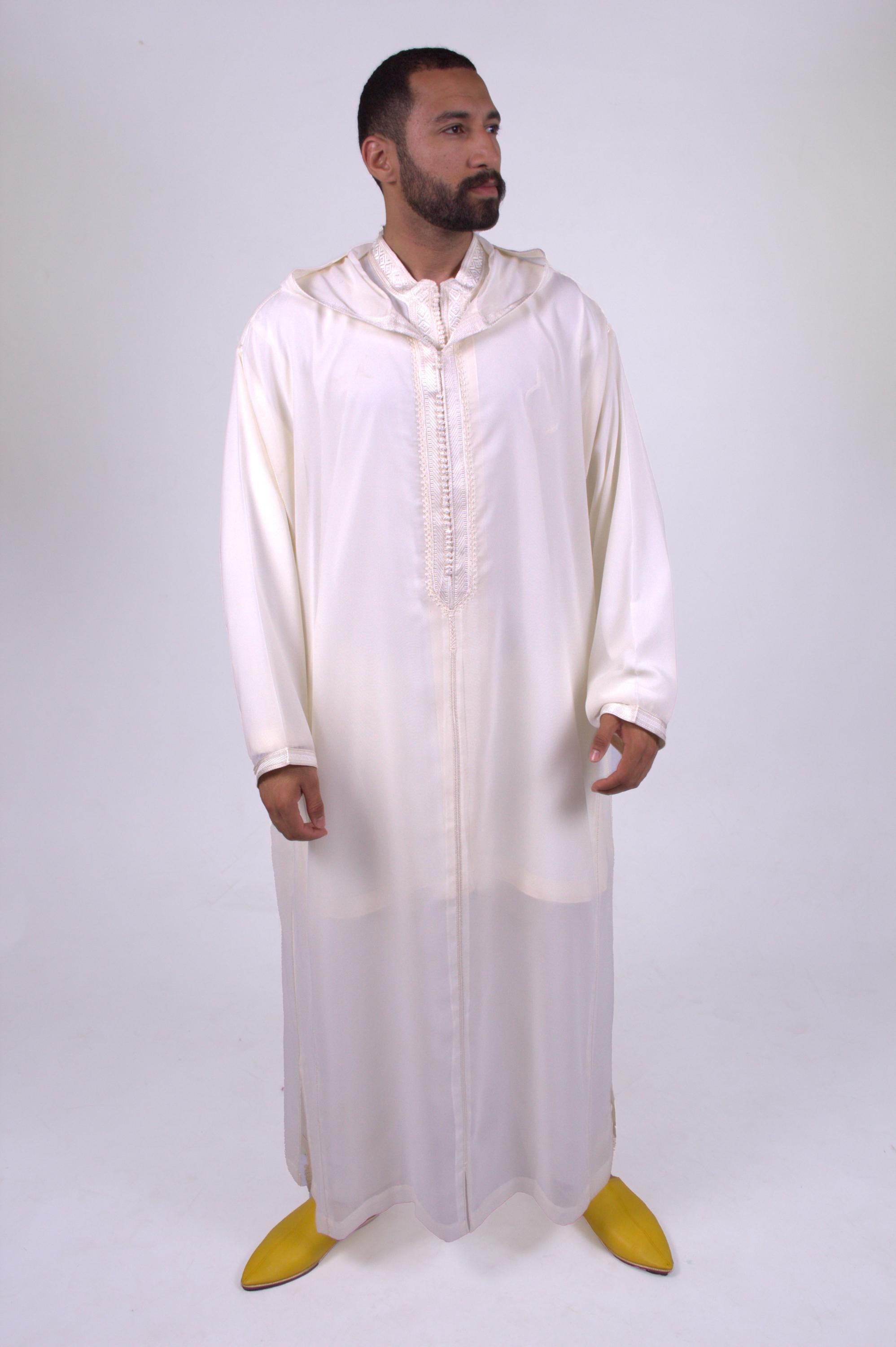 Model wearing Moroccan Djellaba and jabador for men