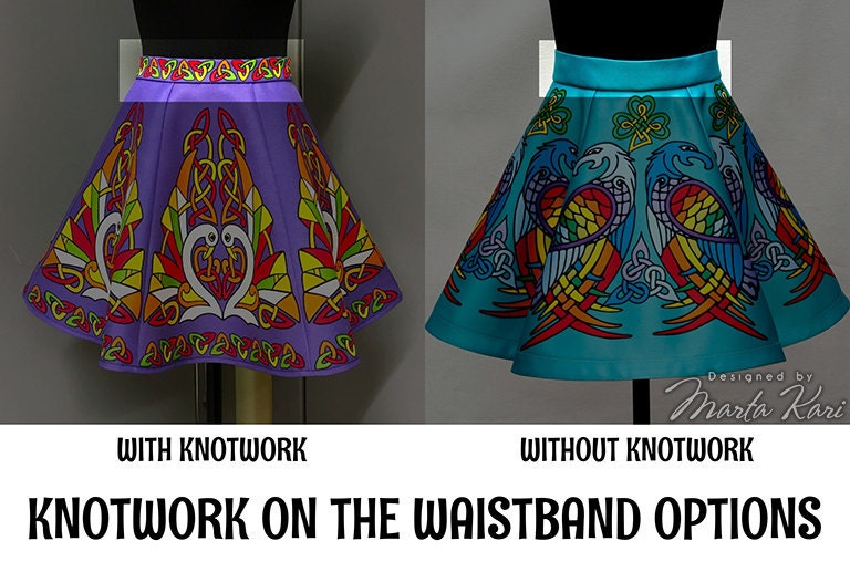 Options for the knotwork on the waistband of the skirt