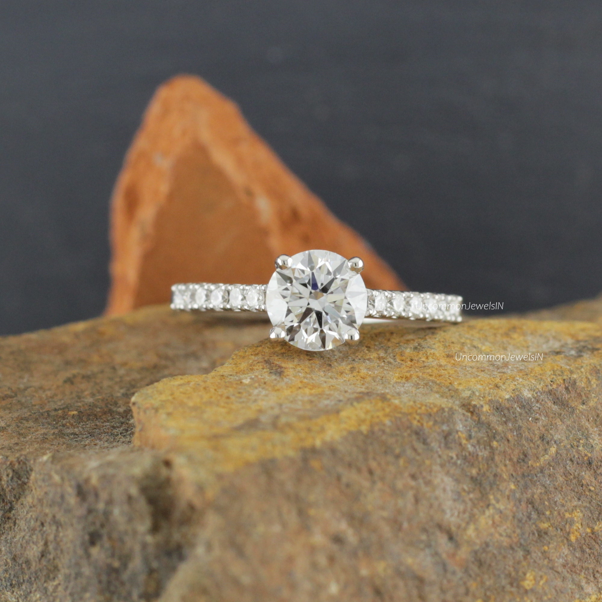 2.00ct Lab Diamond Wedding Ring, HPHT Diamond Engagement Ring, IGI Certified Lab Created Diamond, UncommonJewelsIN, Independance Day Sale