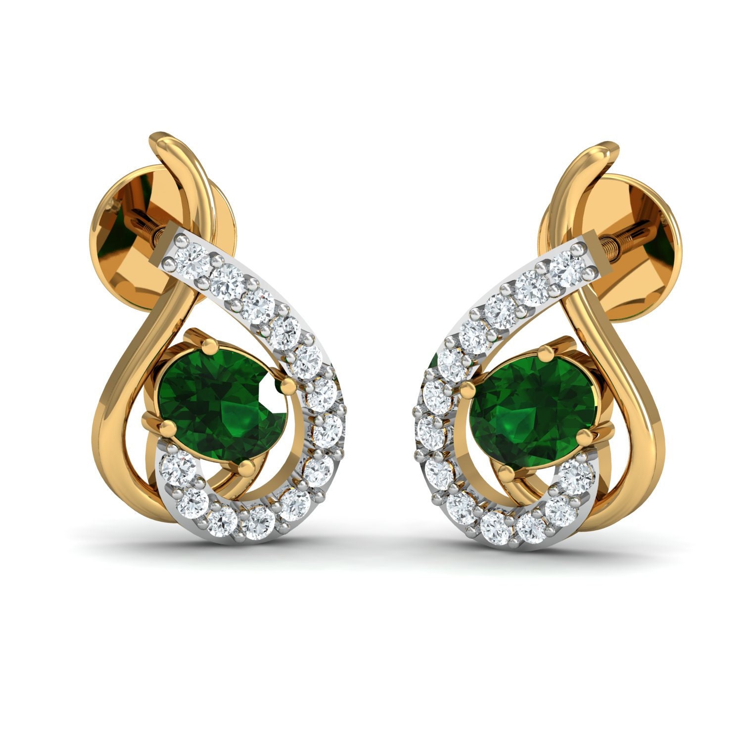 Unique emerald diamond earrings by Gem select crafts