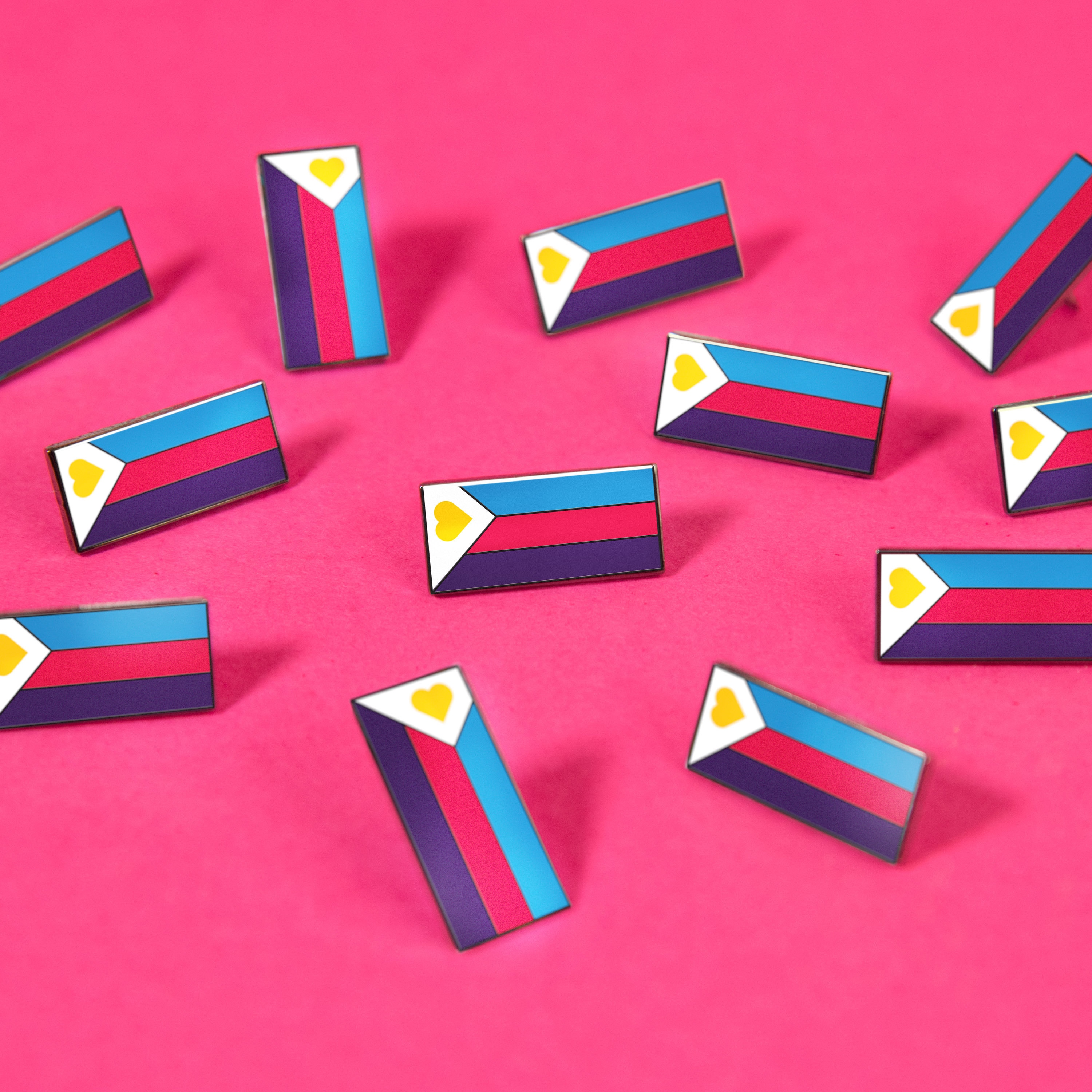 Polyamproud New Polyamory Pride Flag Heart Enamel Pin Flag