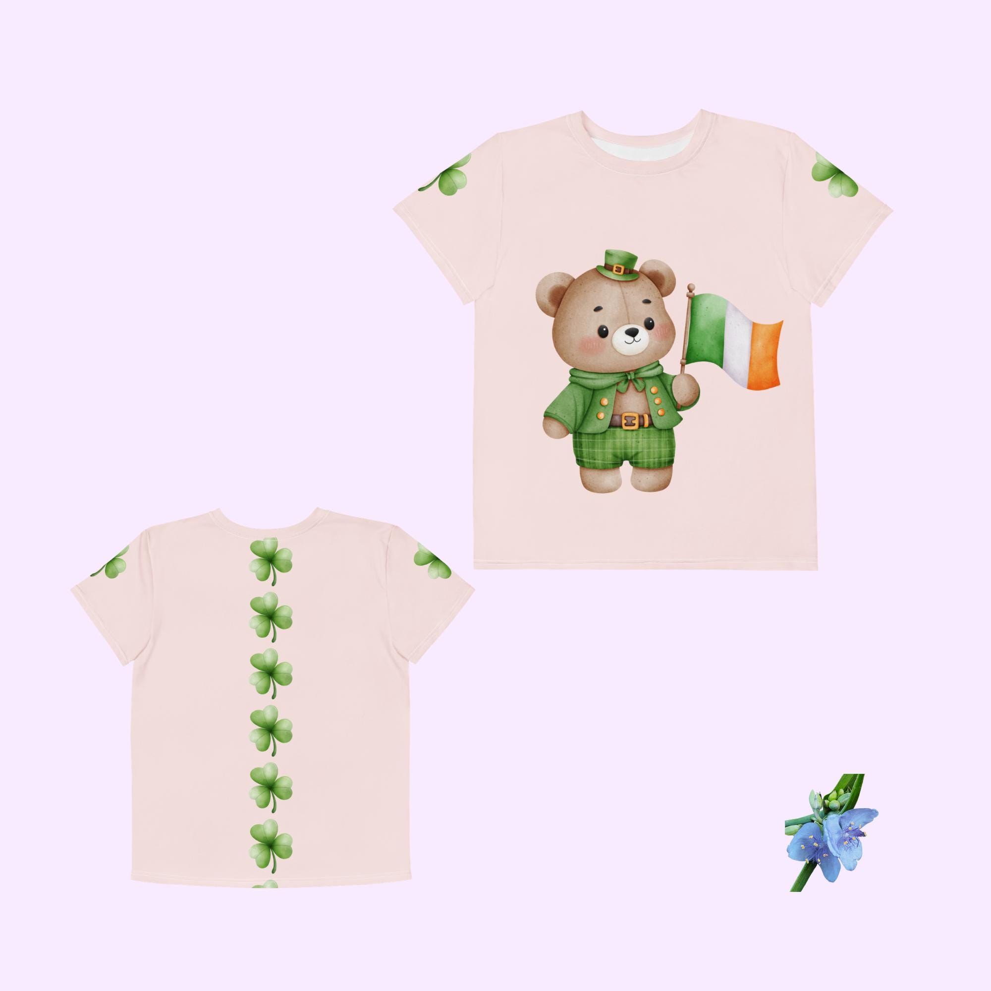 Cute Bear Graphic Youth T-Shirt for St Patricks Day