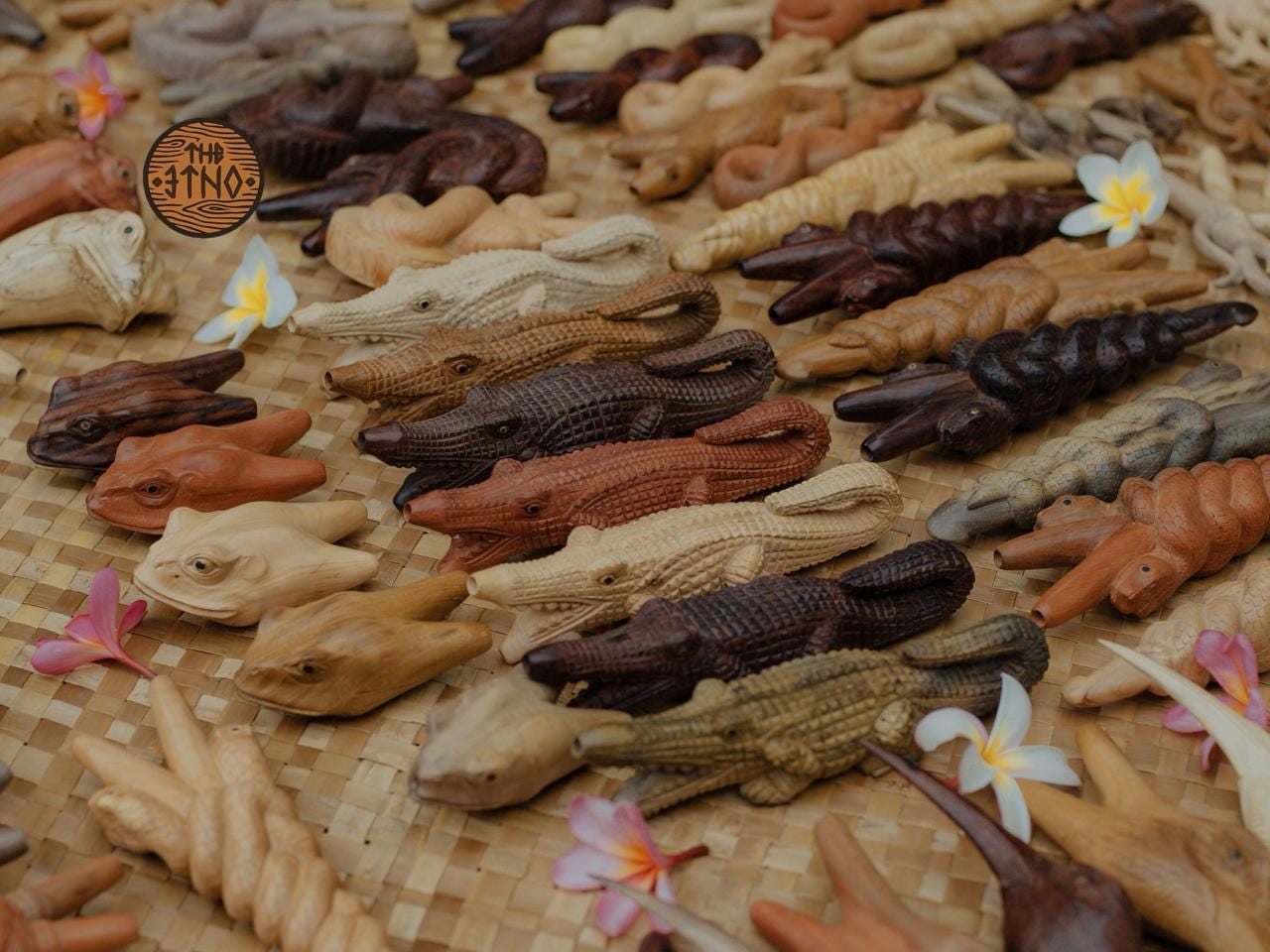 Carved kuripe made from many type of wood by the Etno