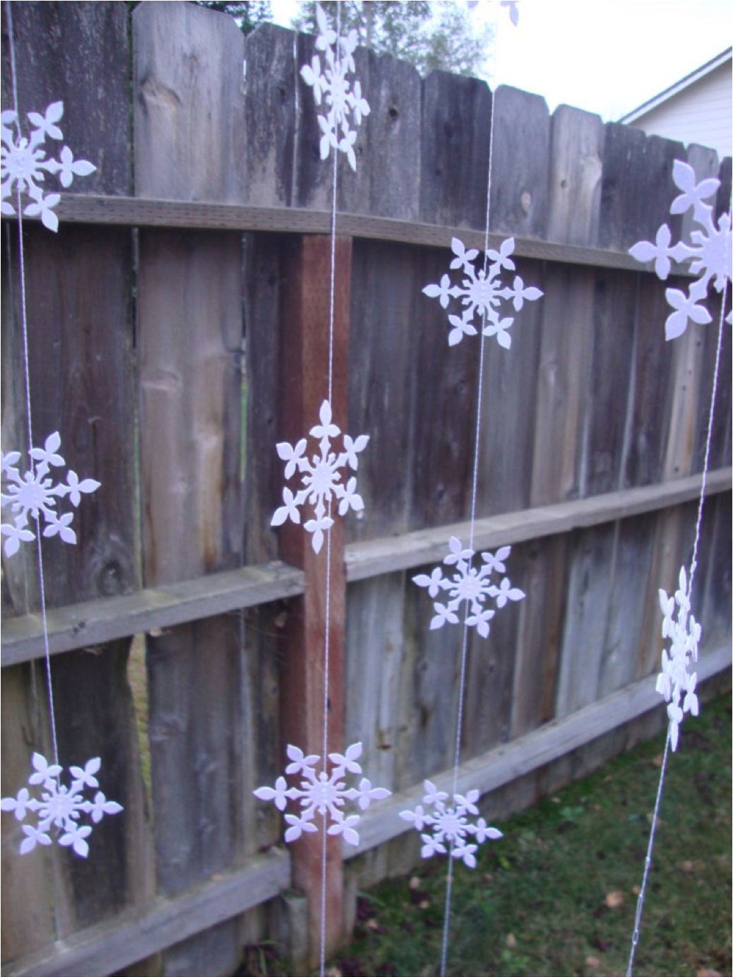 white glitter hanging snowflake garlands