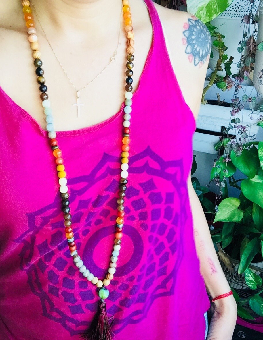 collar japa mala 108 cuentas tierra kandy diseños