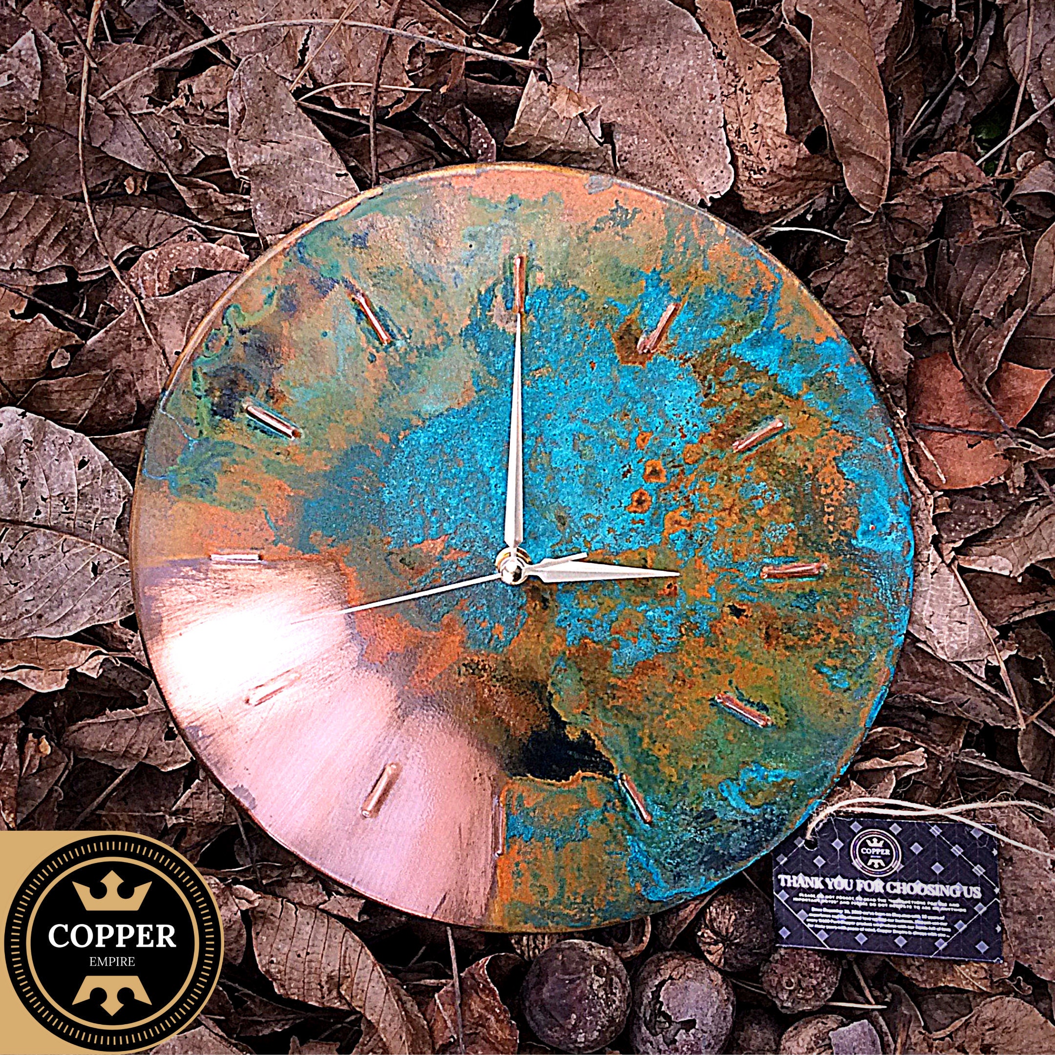Patina Old Rustic Copper Wall Clock