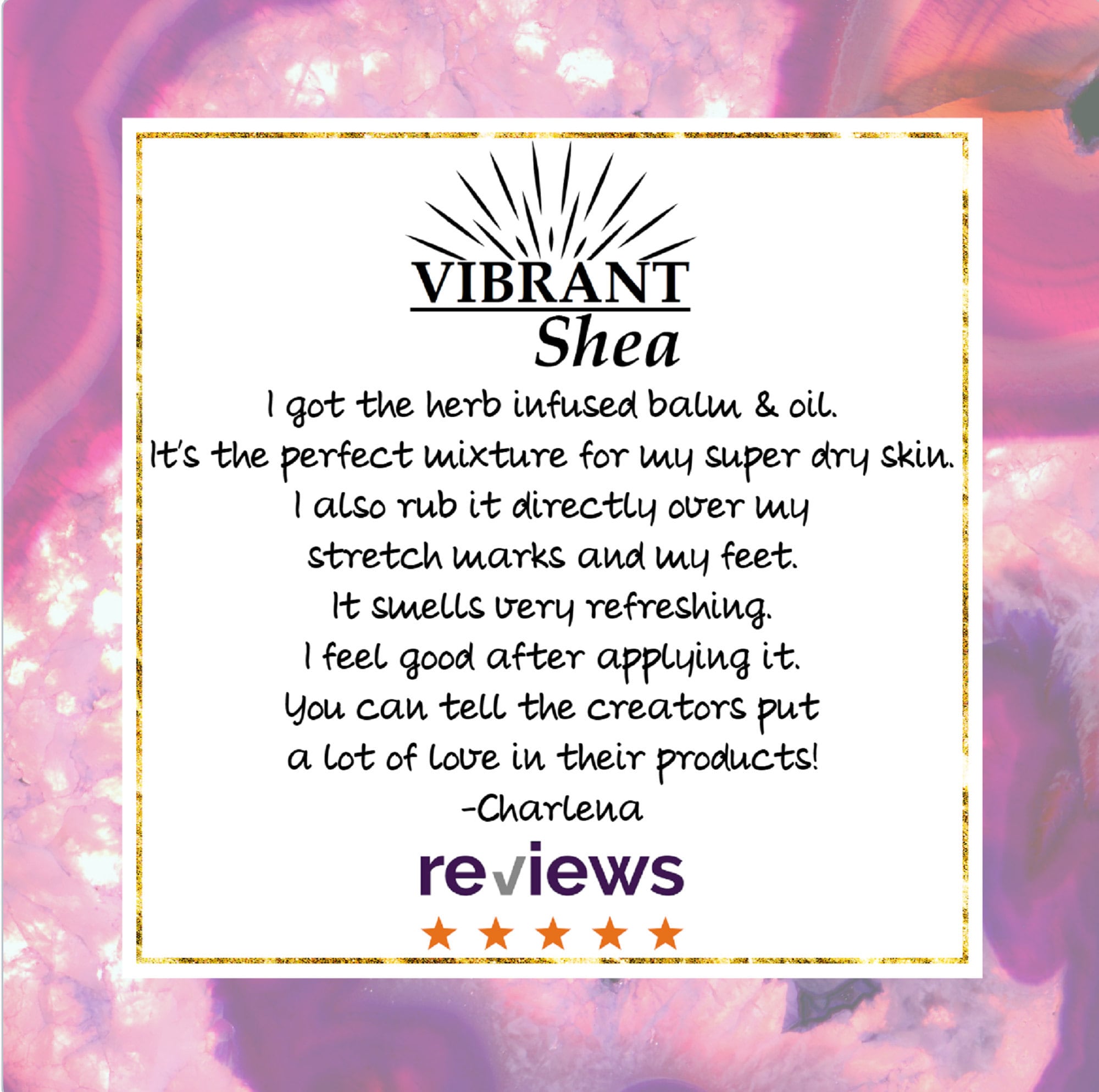 five star review herbal balm vibrant shea co