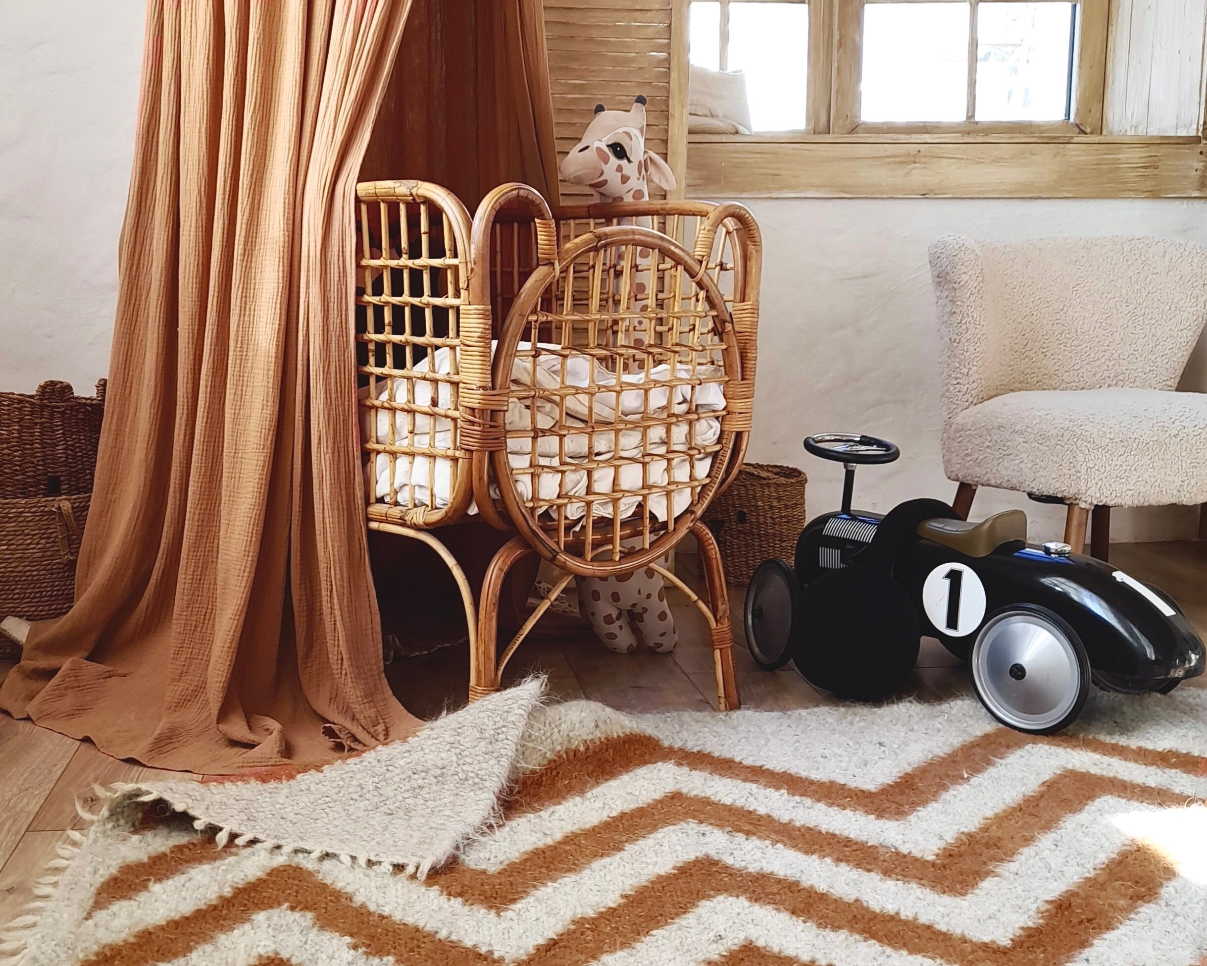 Cozy nursery room in a country house with rustic charm