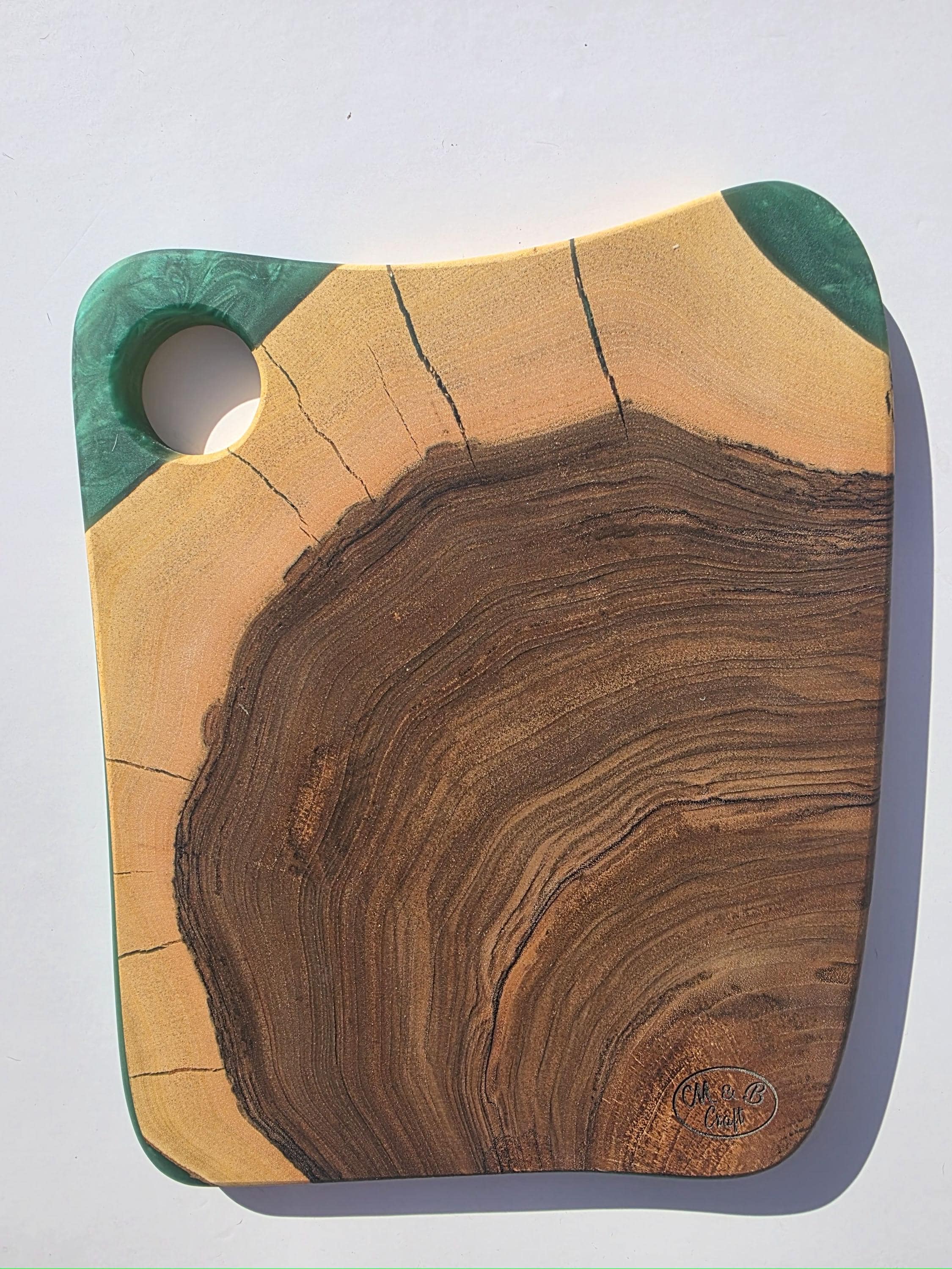 Black walnut charcuterie board, Epoxy green resin board, Resin cutting board