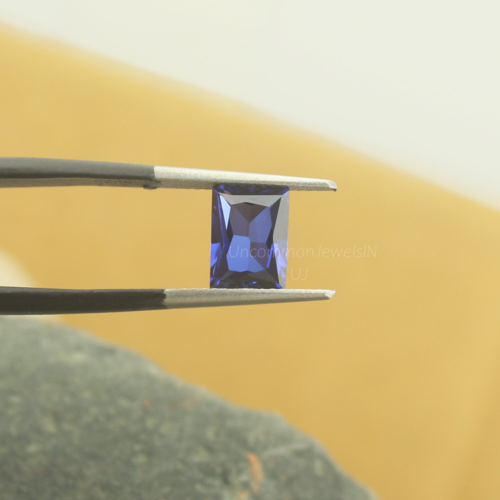 lab blue sapphire radiant cut gemstones