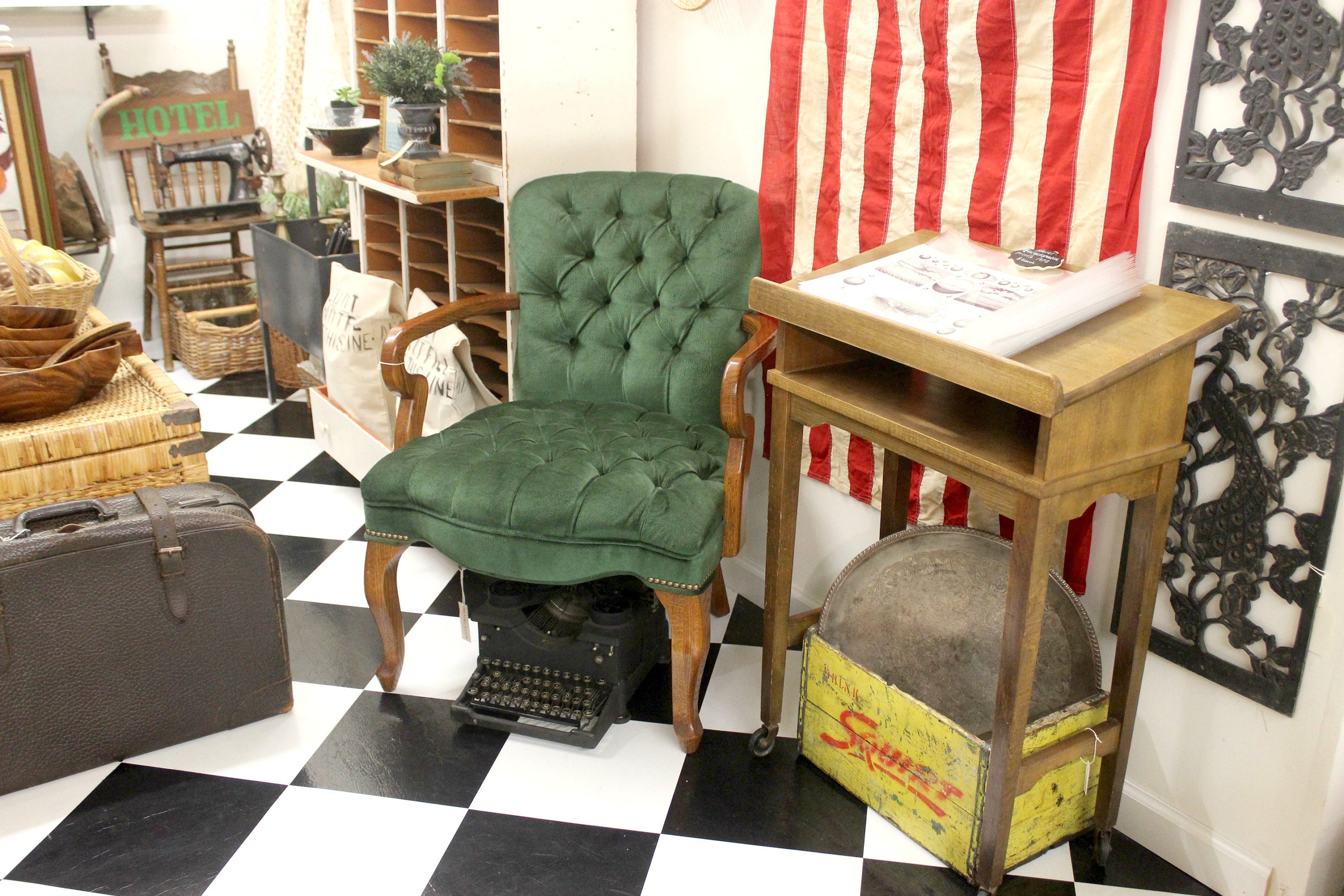 Mendez Manor vintage booth at Pomona Antique Mart