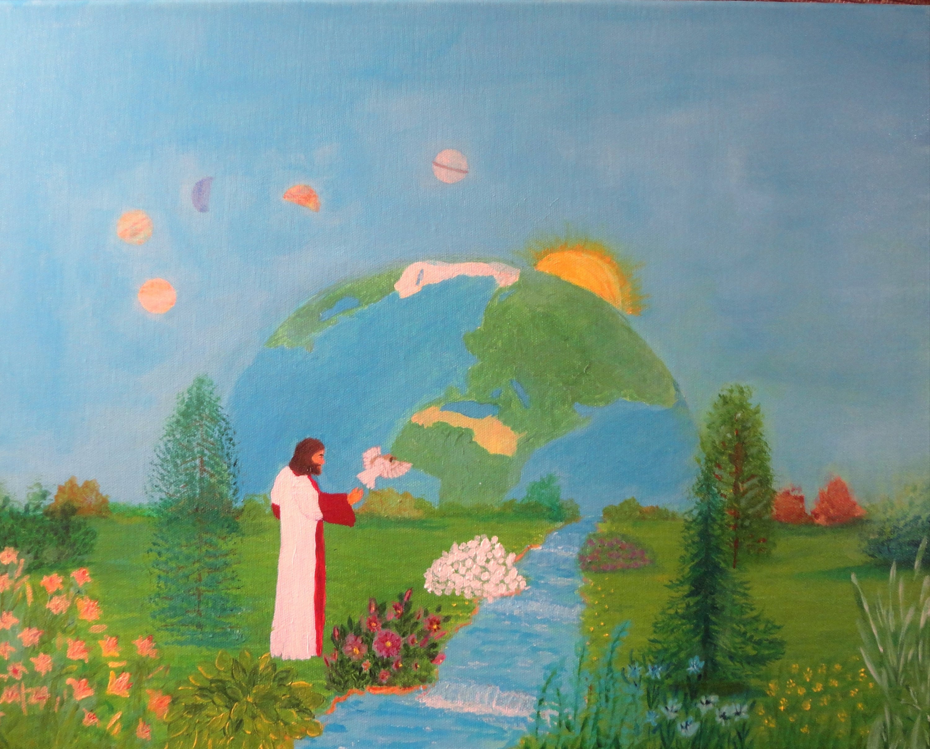 Creation of Heaven & Earth Acrylic Painting by Rosie Foshee