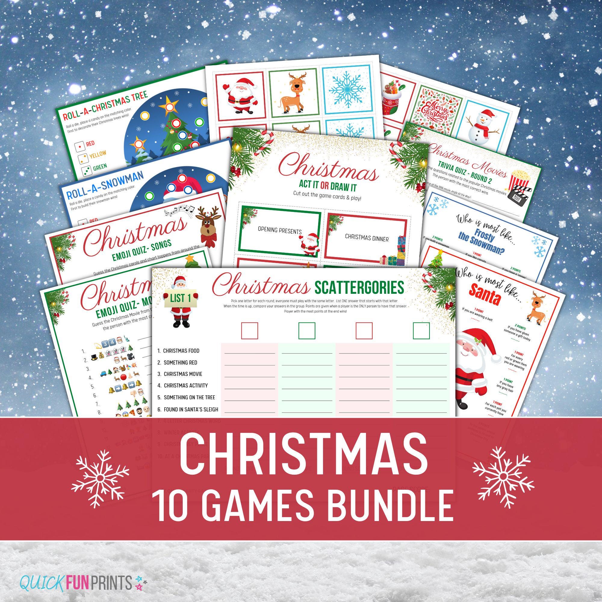 Christmas printable games for quick fun over the Holiday Season