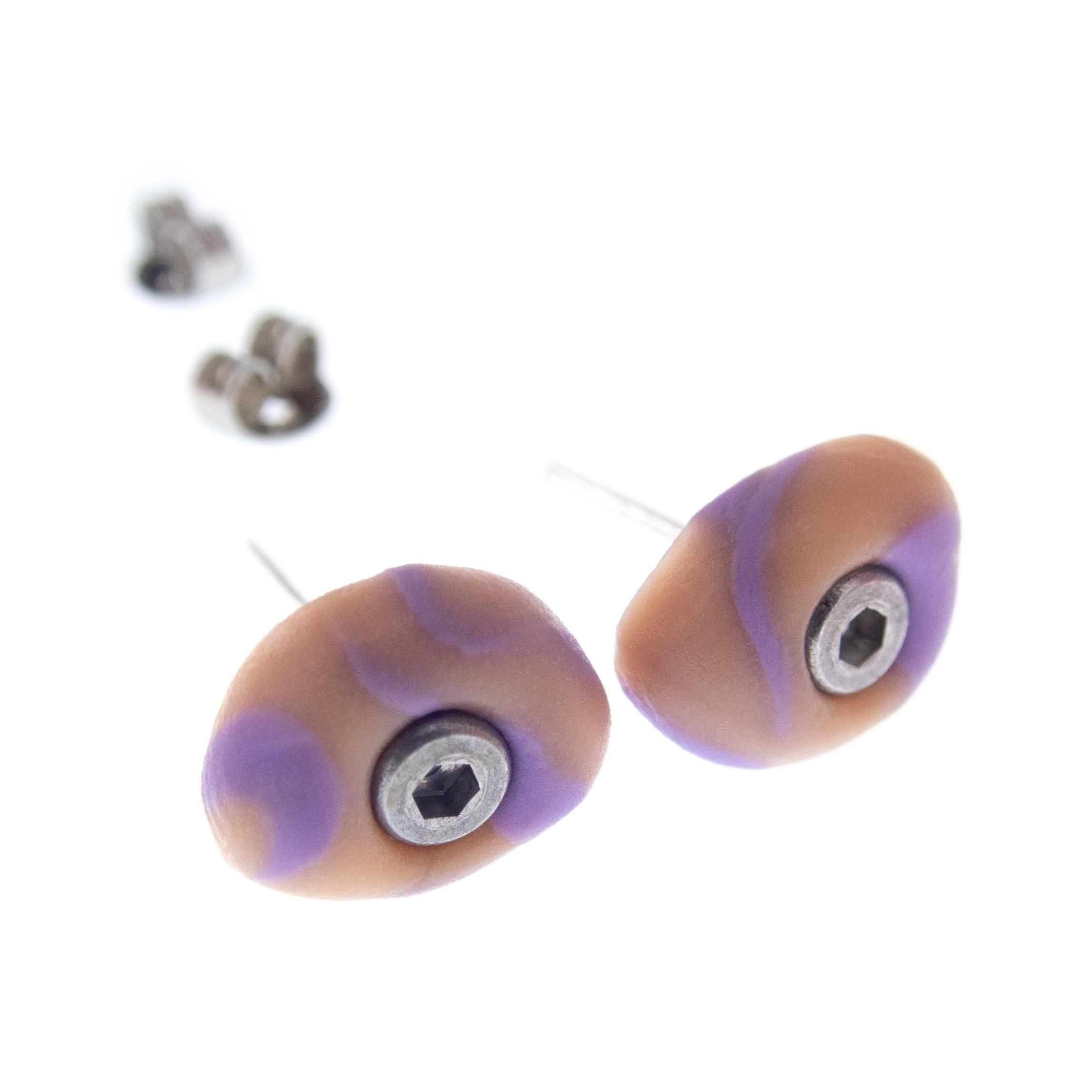 Bouldering hold earrings with miniature crimp climbing holds, handmade by Nadamlada