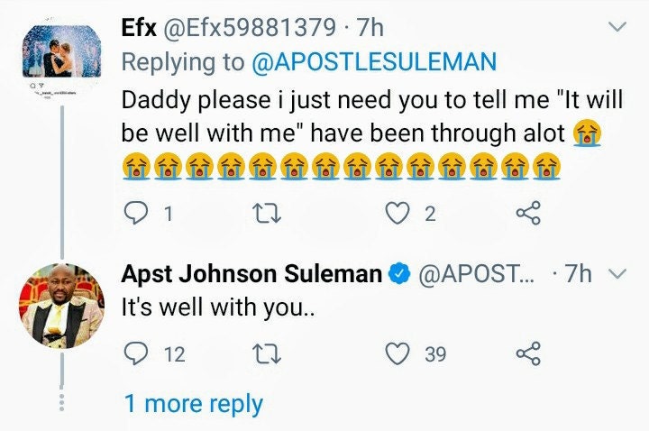 Apostle Suleman saves the life of someone on Twitter