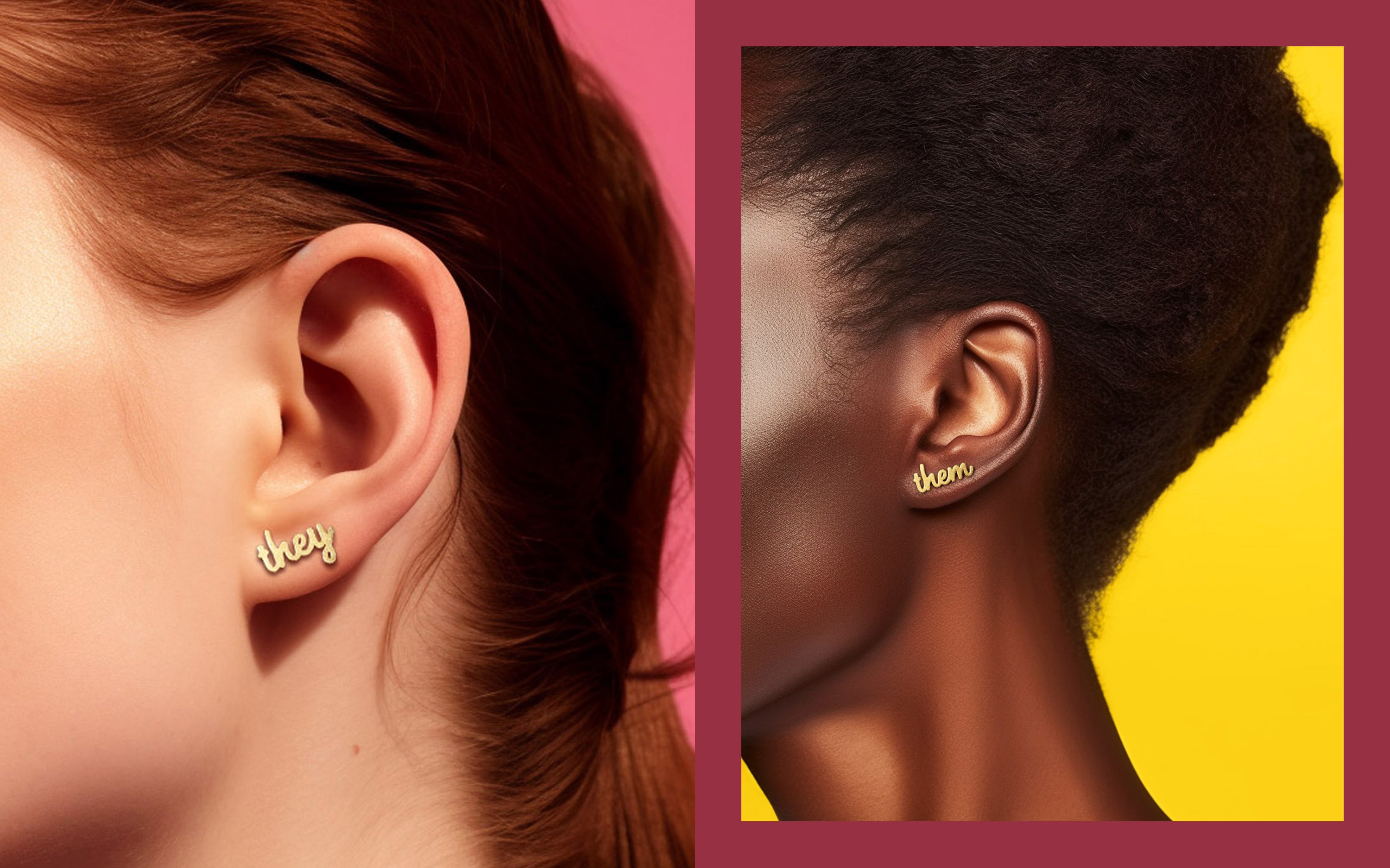 Pronoun Earrings Jewellery They Them Stud Earrings