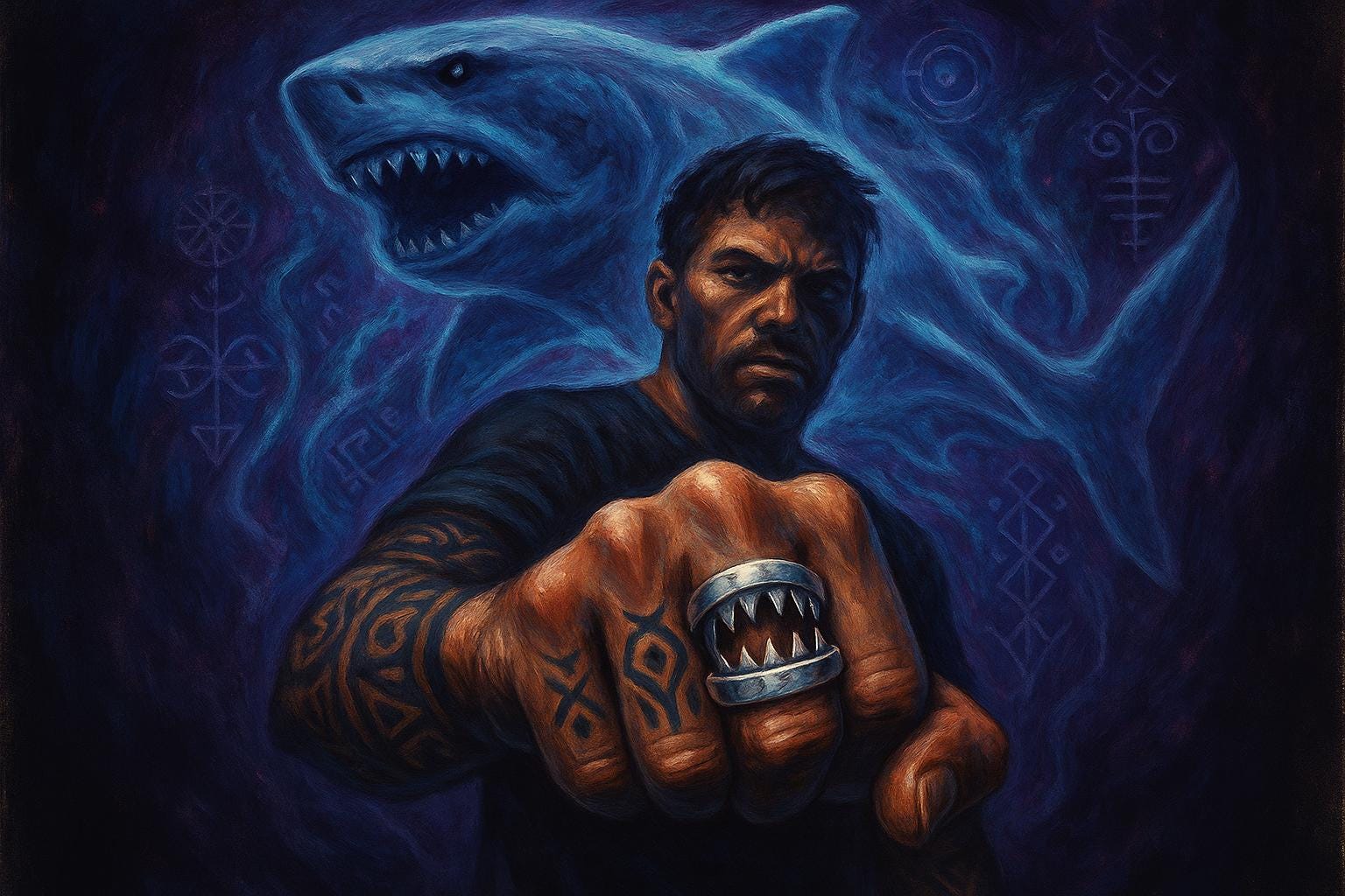illustration bague argent Jaws by Sora