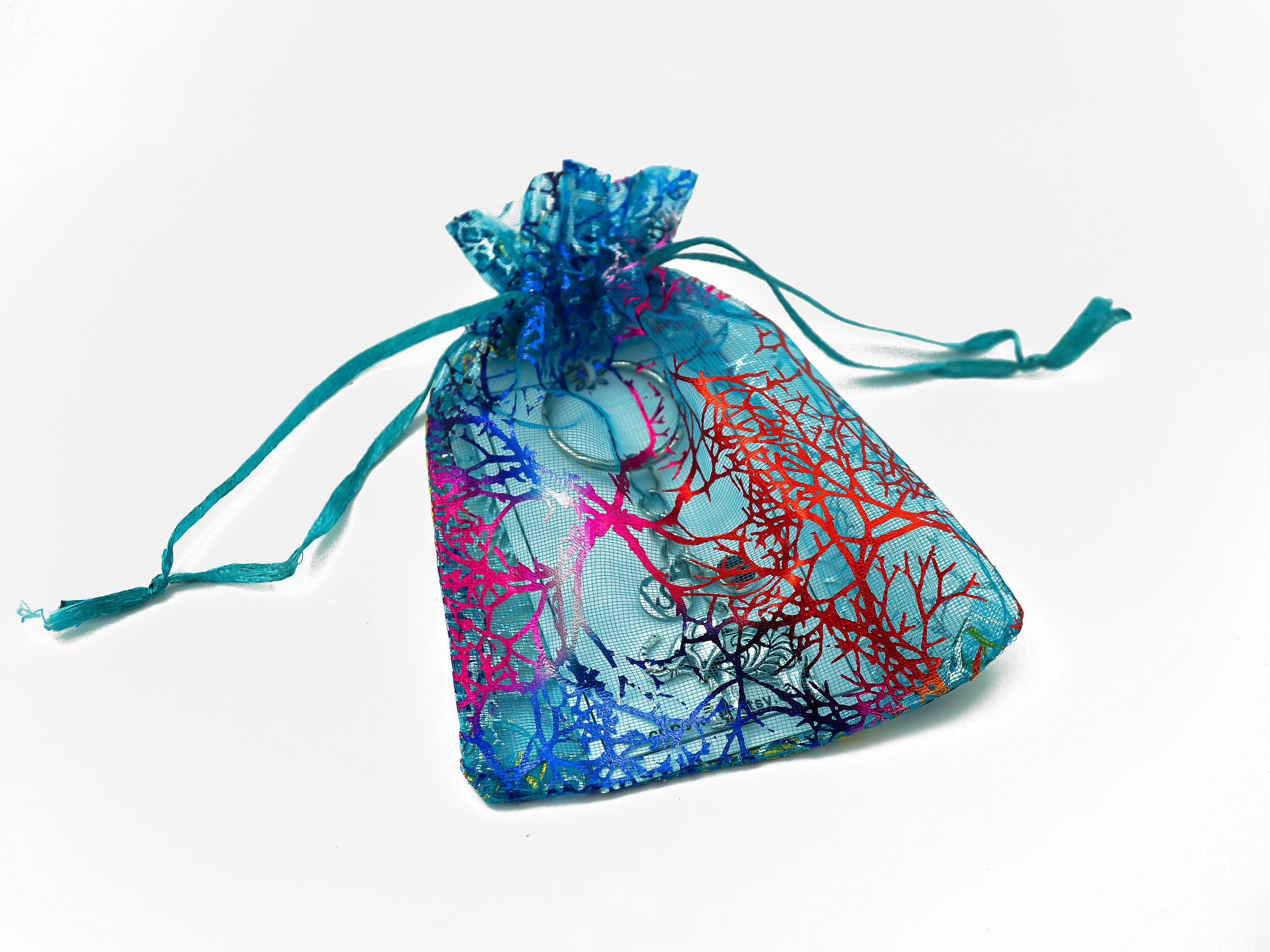 Decorative organza bag for our plated jewelry, keychains and lapel pins.
