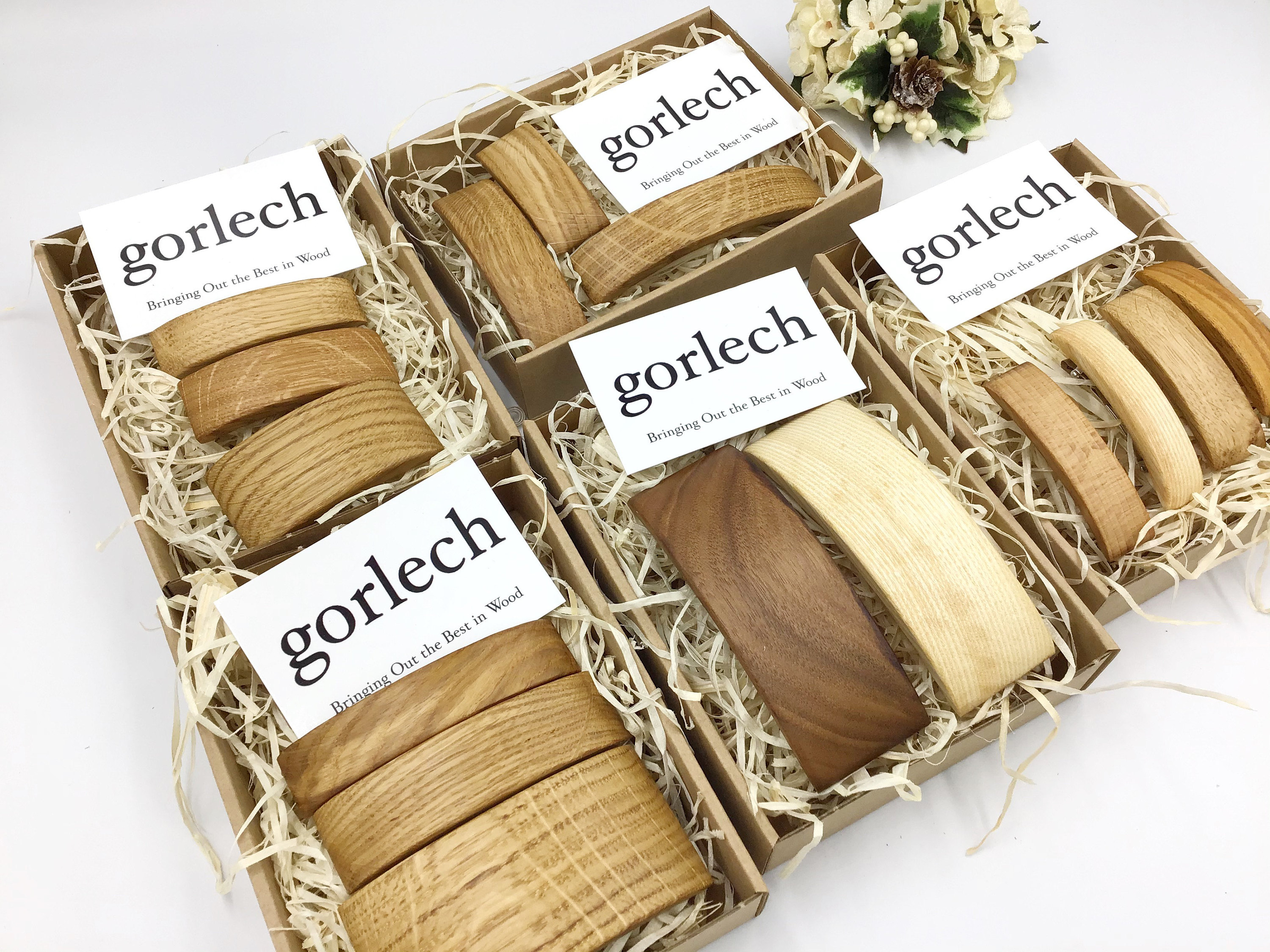 Gorlech hair barrettes - natural wood hair accessories