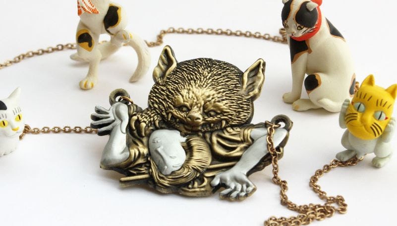 vampire cat of nabeshima yokai bakeneko pendant charm jewelry