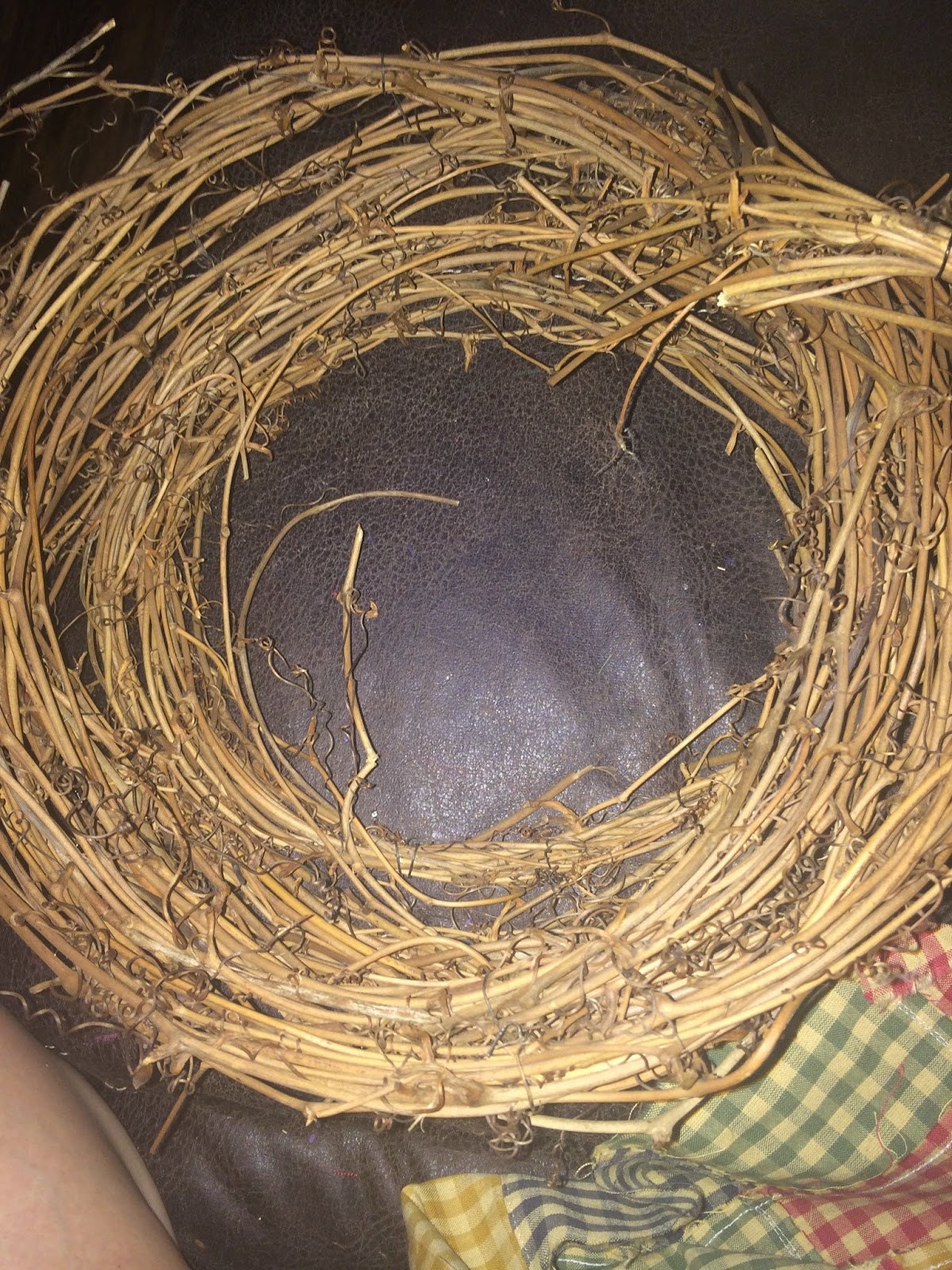 Grapevine wreath base completed